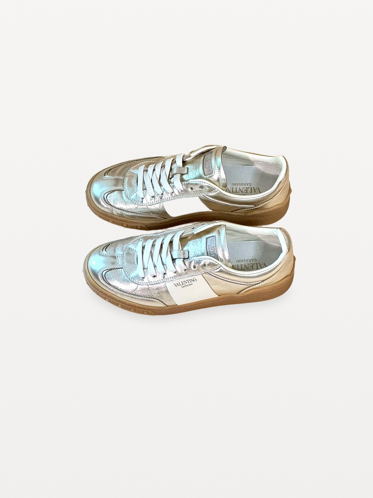 Valentino Valentino Garavani "Open Skate" trainers in silver metallic and white leather
