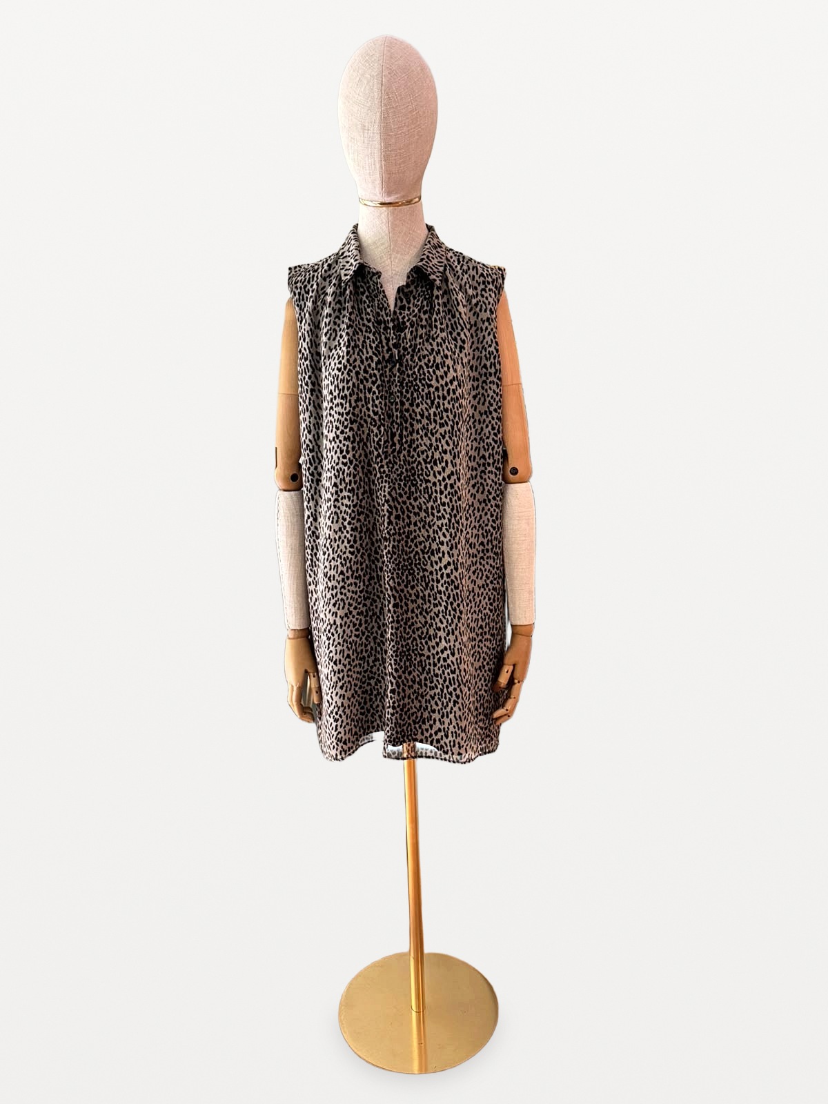 Vestido Camisero Sin Mangas Saint Laurent Paris con Estampado de Leopardo