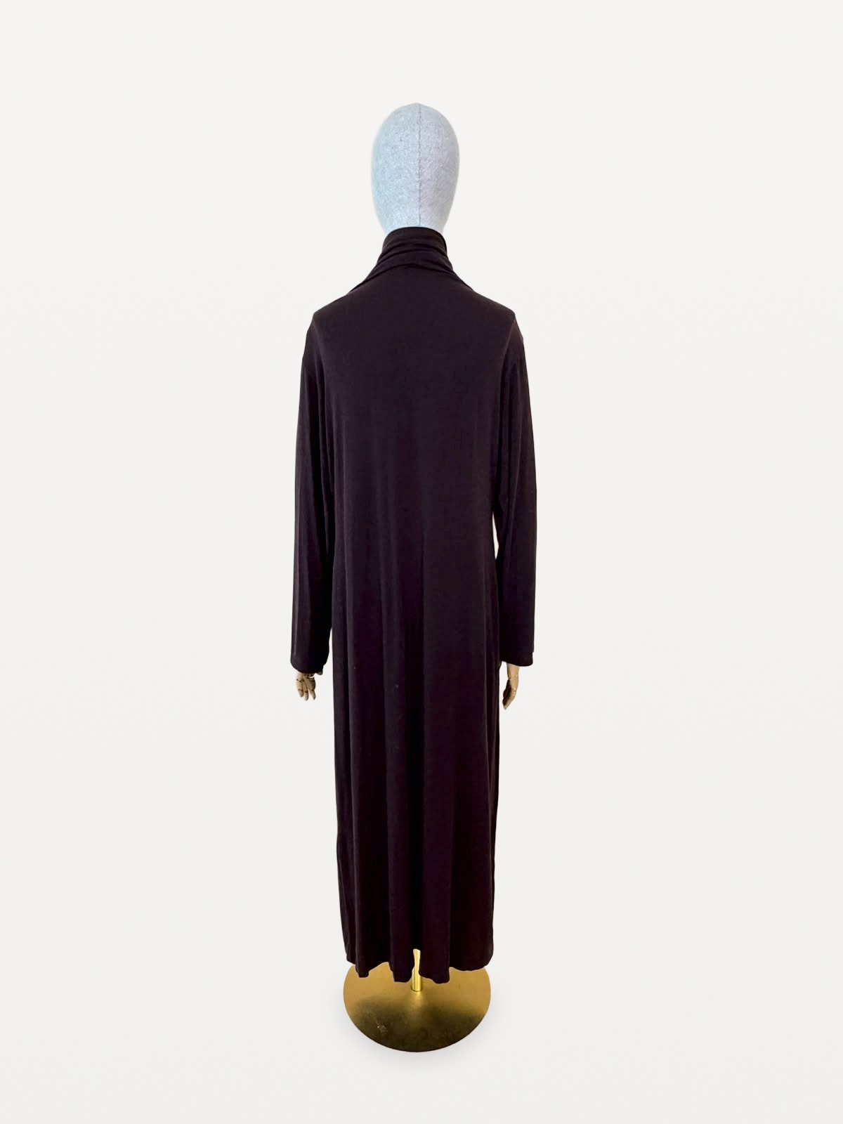 Issey Miyake Long Dress in Chocolate-Brown Lyocell Knit 2