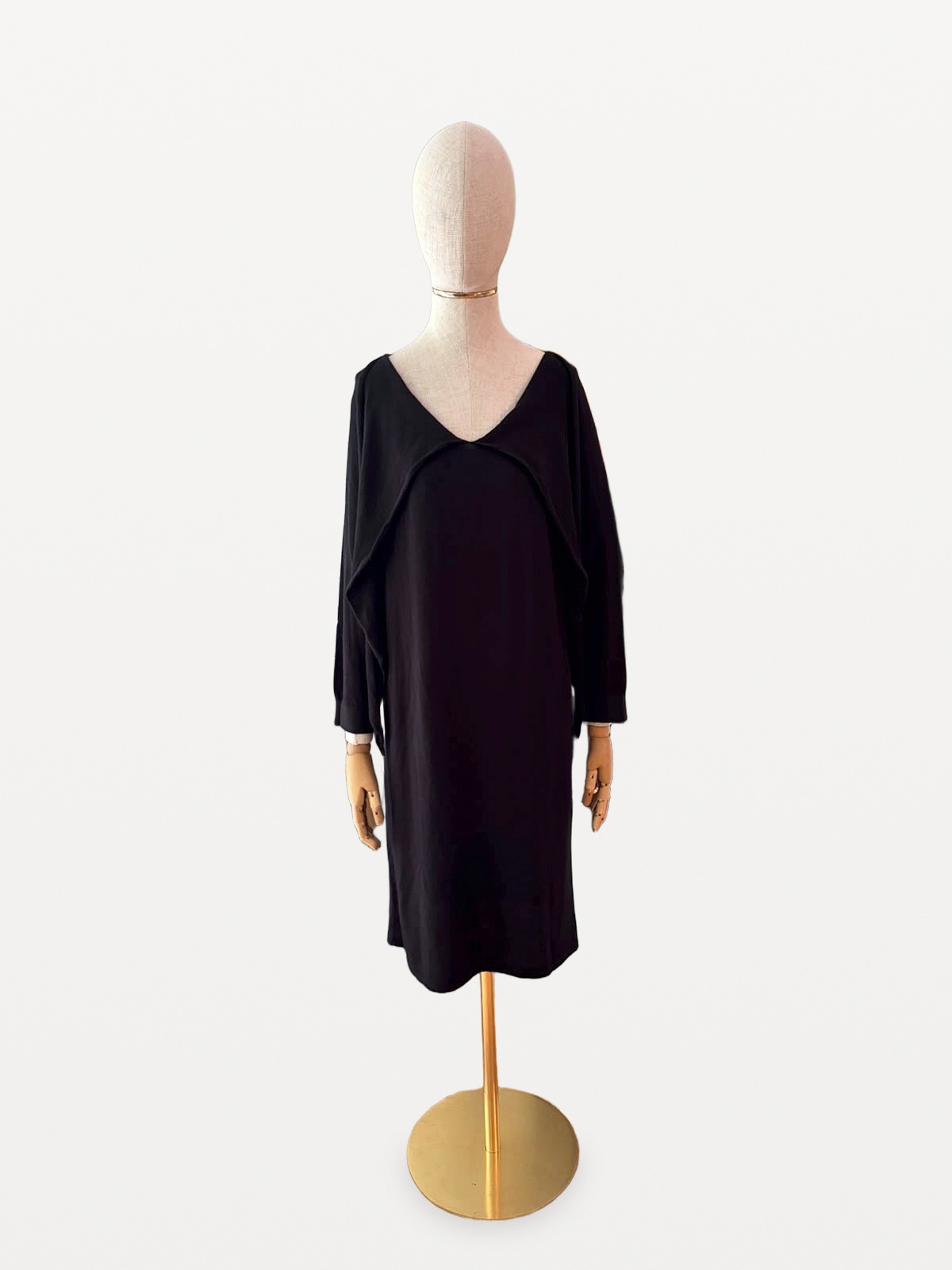 Hermès Vestido de Punto Hermès en Cachemira y Seda Negro con Cuello Escultórico 3