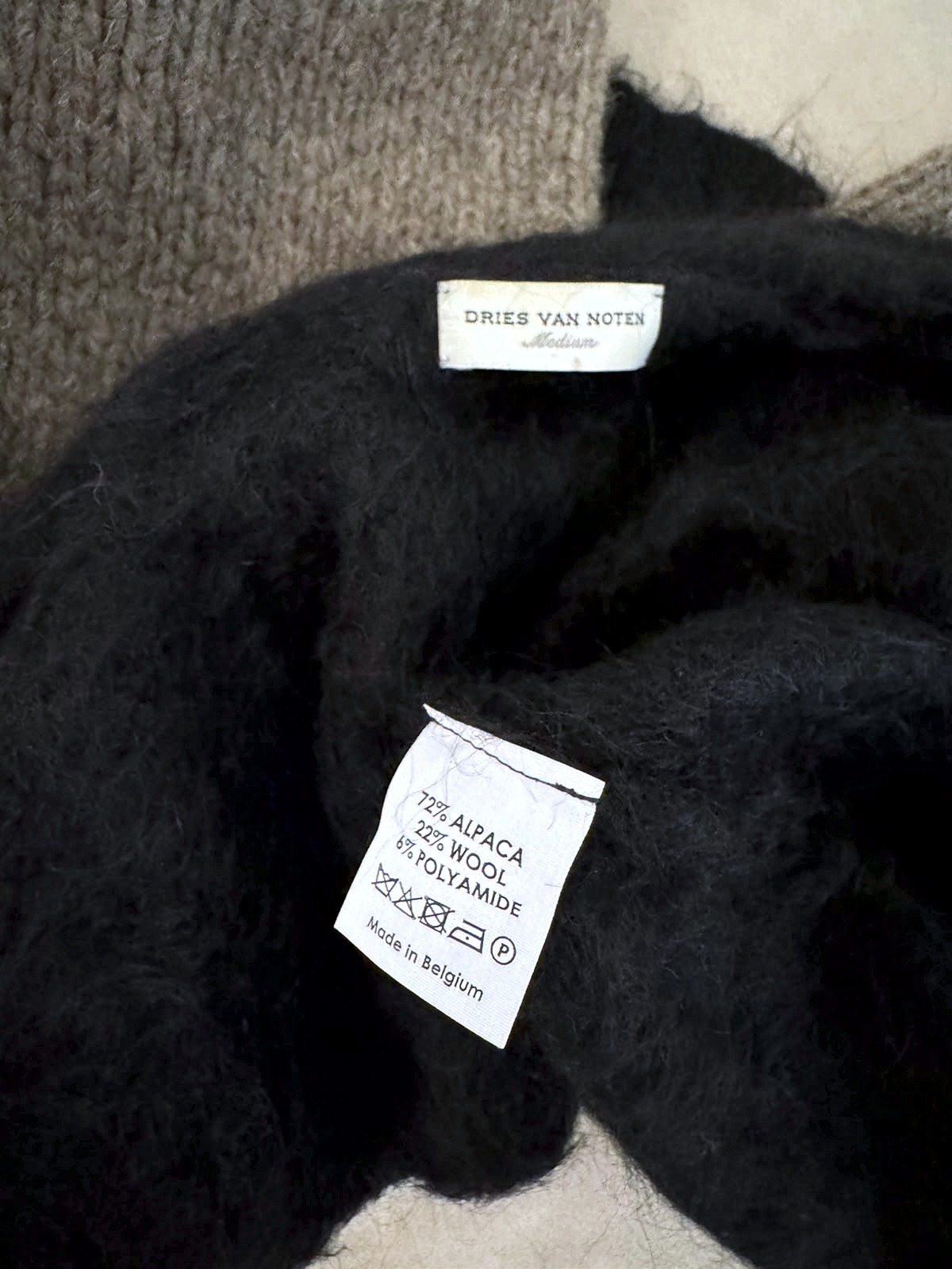 Dries Van Noten Two-Tone Alpaca and Wool Cardigan in Black and Grey 6