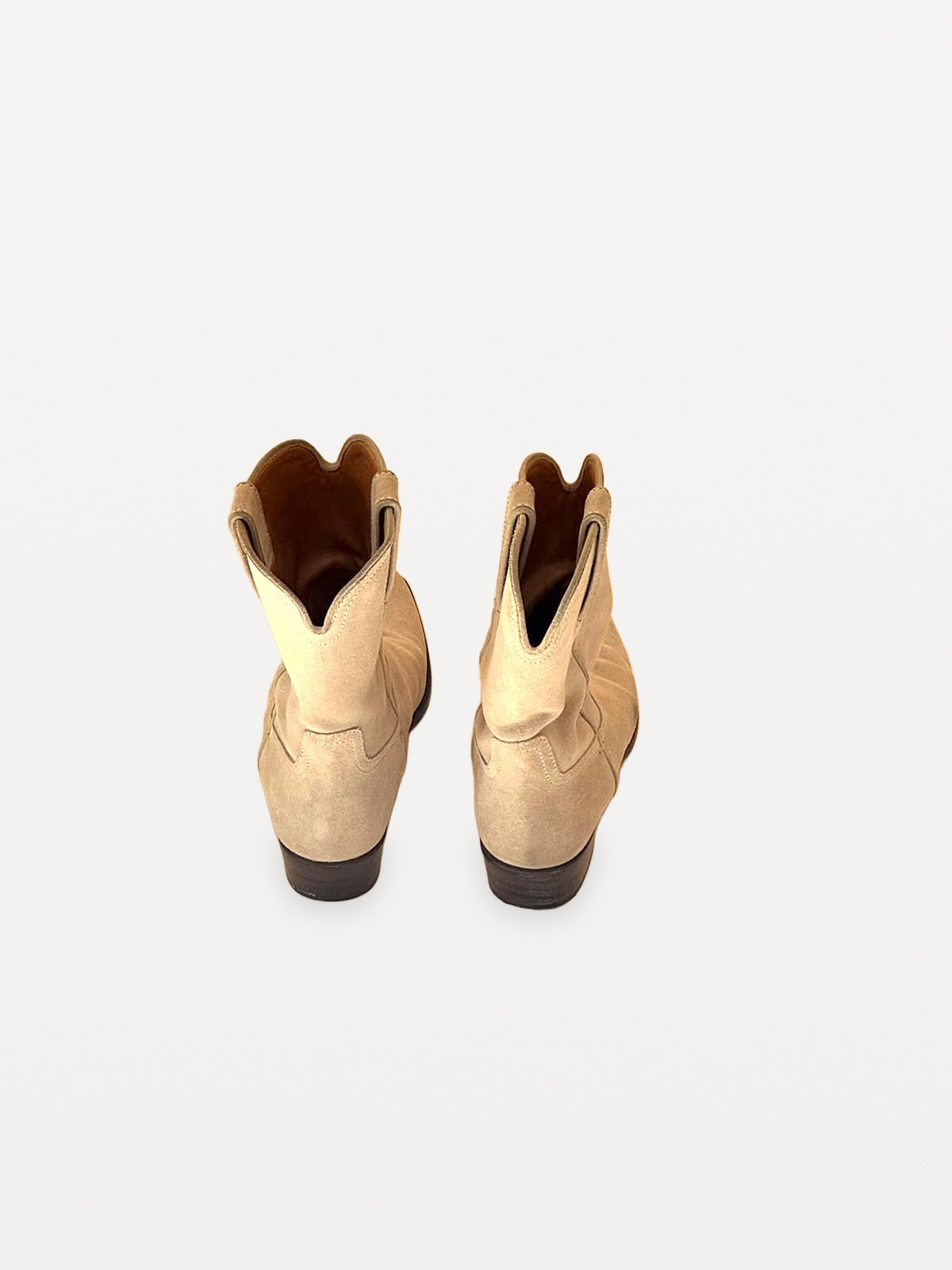 Vintage Gucci-style cowboy ankle boots in beige suede 3