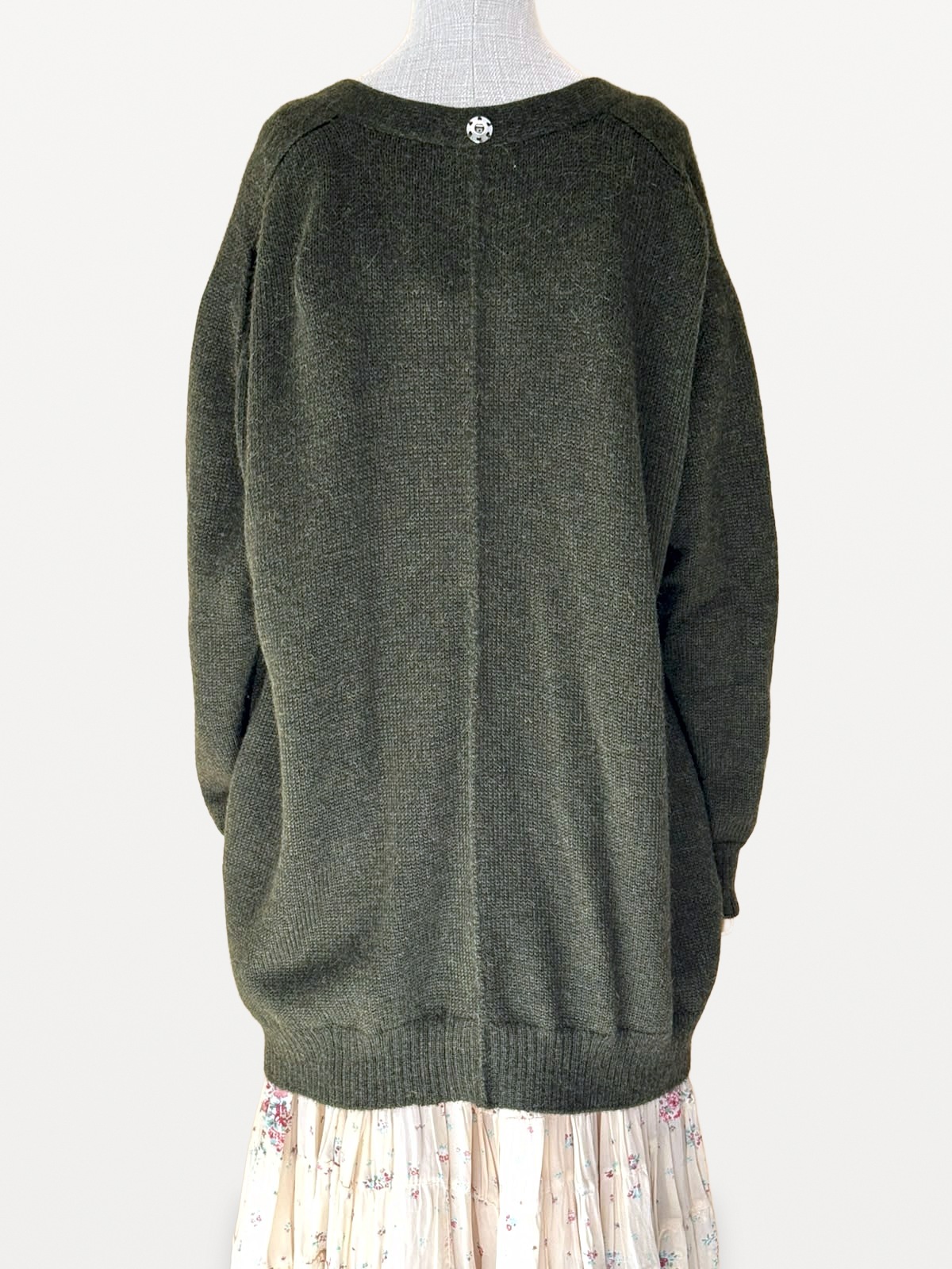 A Détacher’s Oversized Knitted Cardigan in Olive Green Wool and Alpaca 5