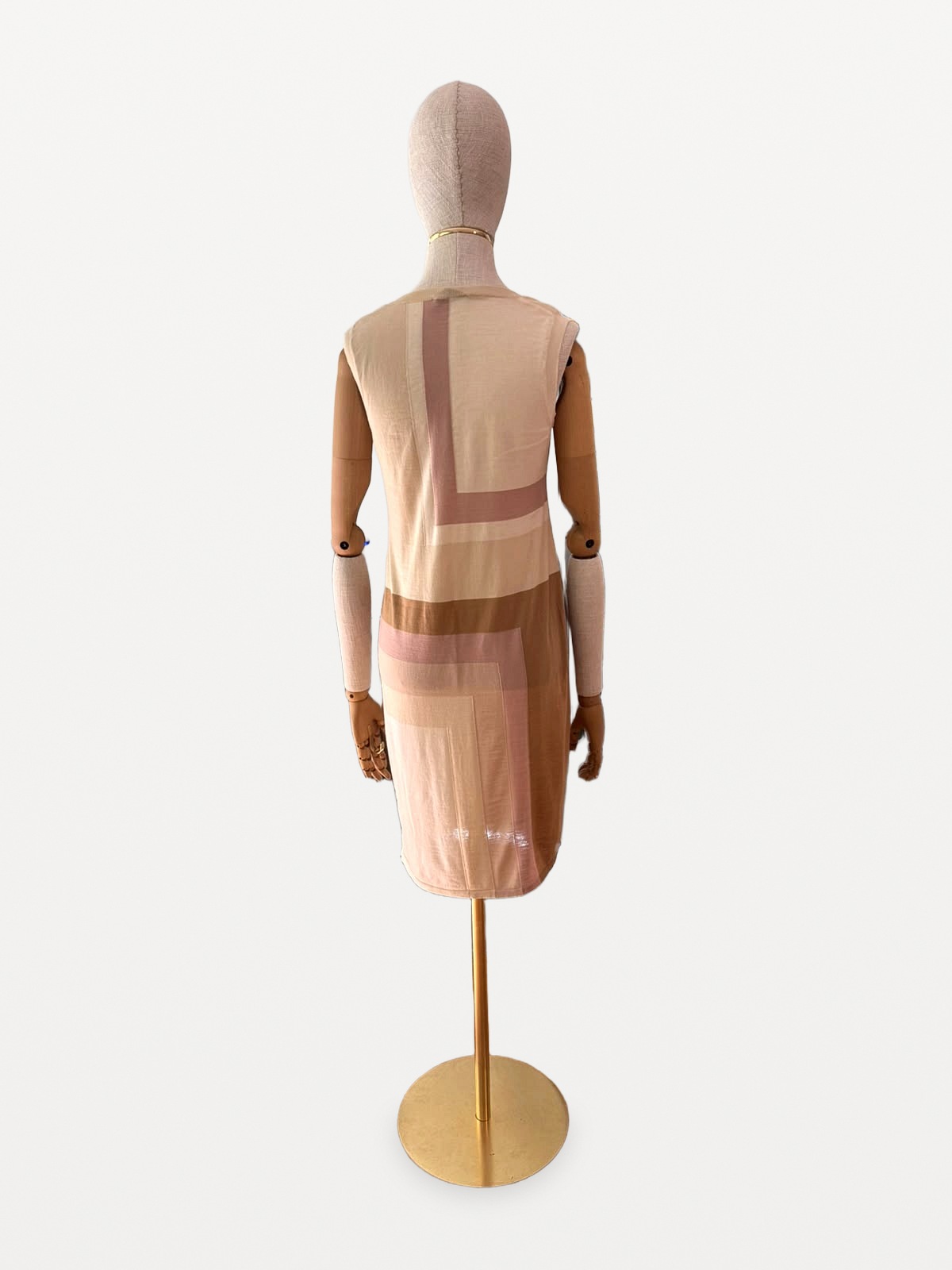 Christian Dior Vestido de Punto Christian Dior de Pura Lana con Motivo Geométrico en Tonos Nude 4