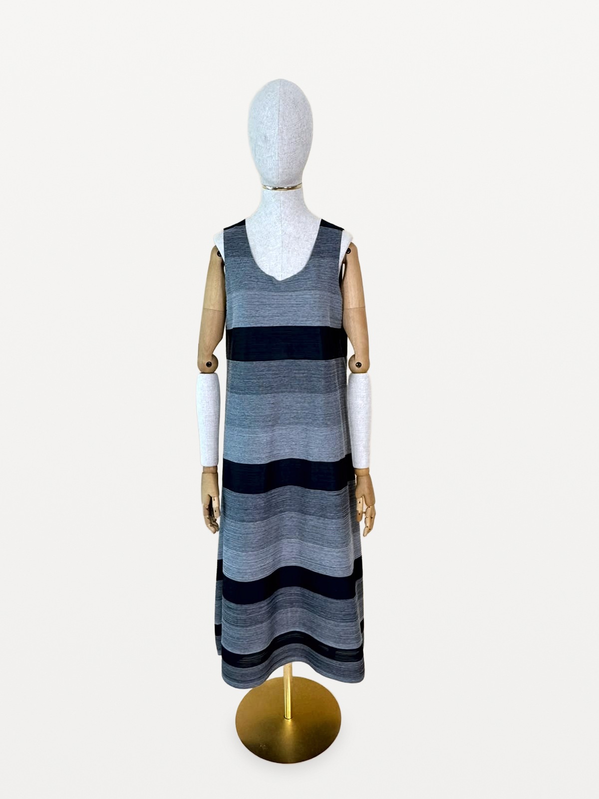 Pleats Please Issey Miyake Two-Piece Set (Long Dress and Pleated Jacket) in a Grey Melange and Black Colourway 3
