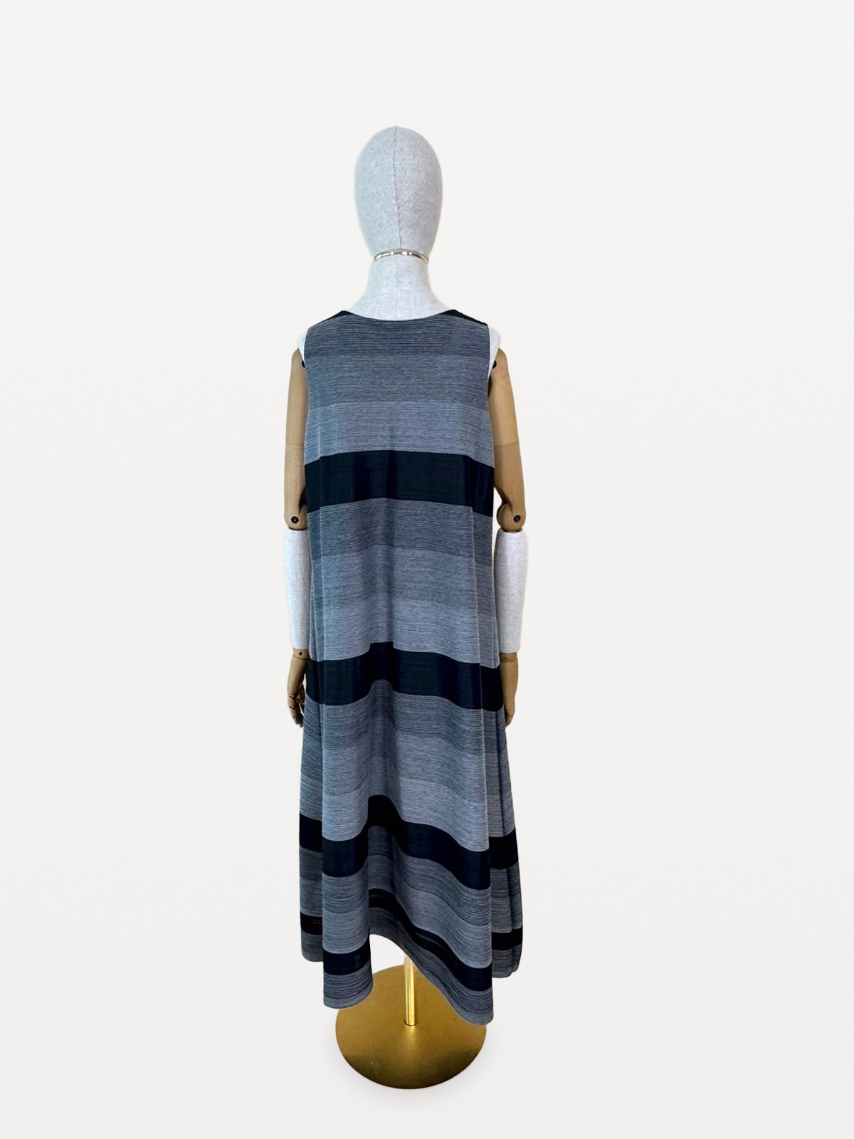 Pleats Please Issey Miyake Two-Piece Set (Long Dress and Pleated Jacket) in a Grey Melange and Black Colourway 4