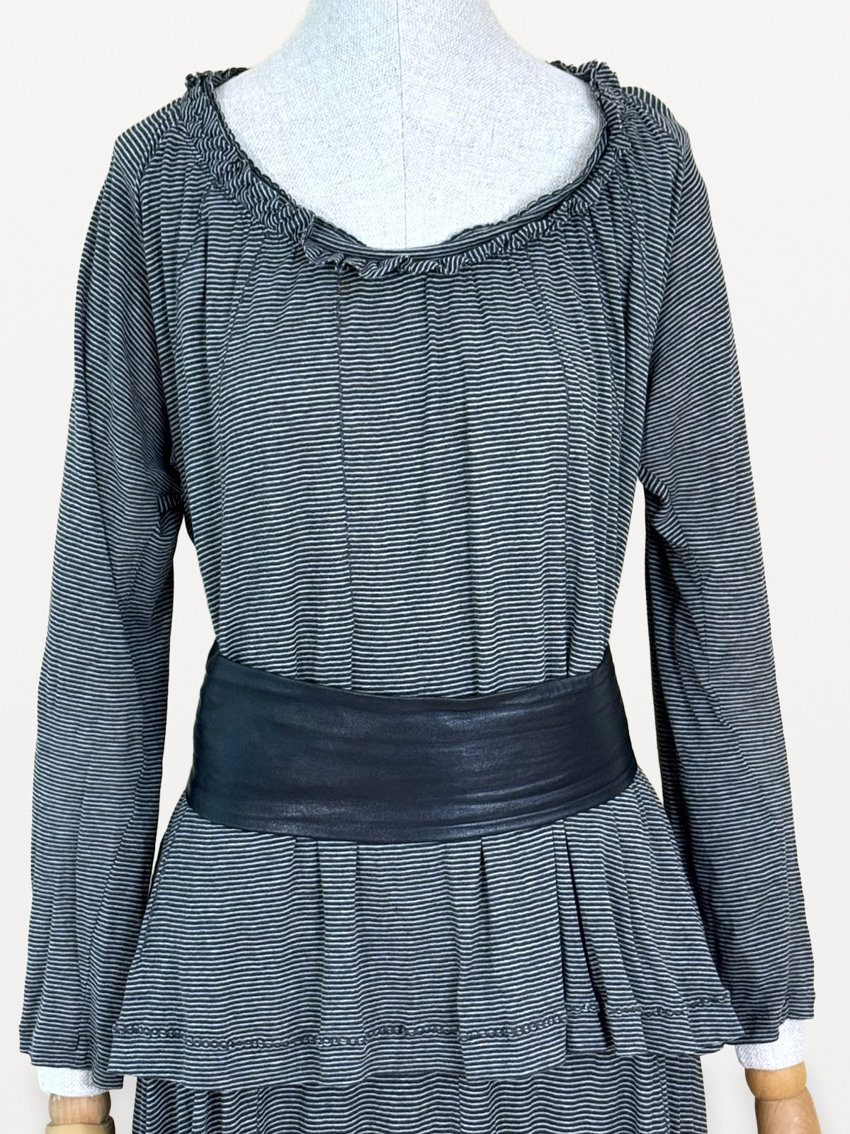HaaT Issey Miyake Issey Miyake ‘HaaT’ Two-Piece Set (Oversized Top and Asymmetrical Skirt) in Micro-Striped Cotton Knit 2