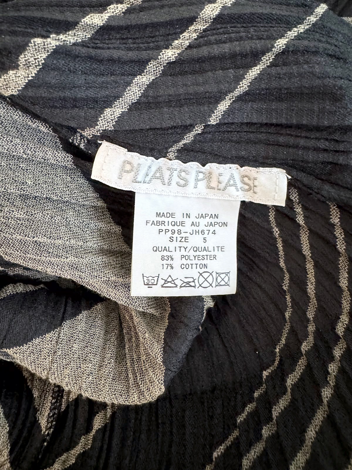 Pleats Please Issey Miyake Two-Piece Set (Midi Dress and Coat / Long Pleated Coat) with Horizontal and Diagonal Stripes 5