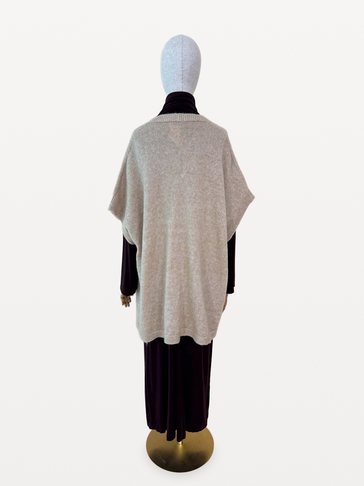 Marina Rinaldi Voyage Poncho-Style Cardigan in a Beige Alpaca and Wool Blend 2