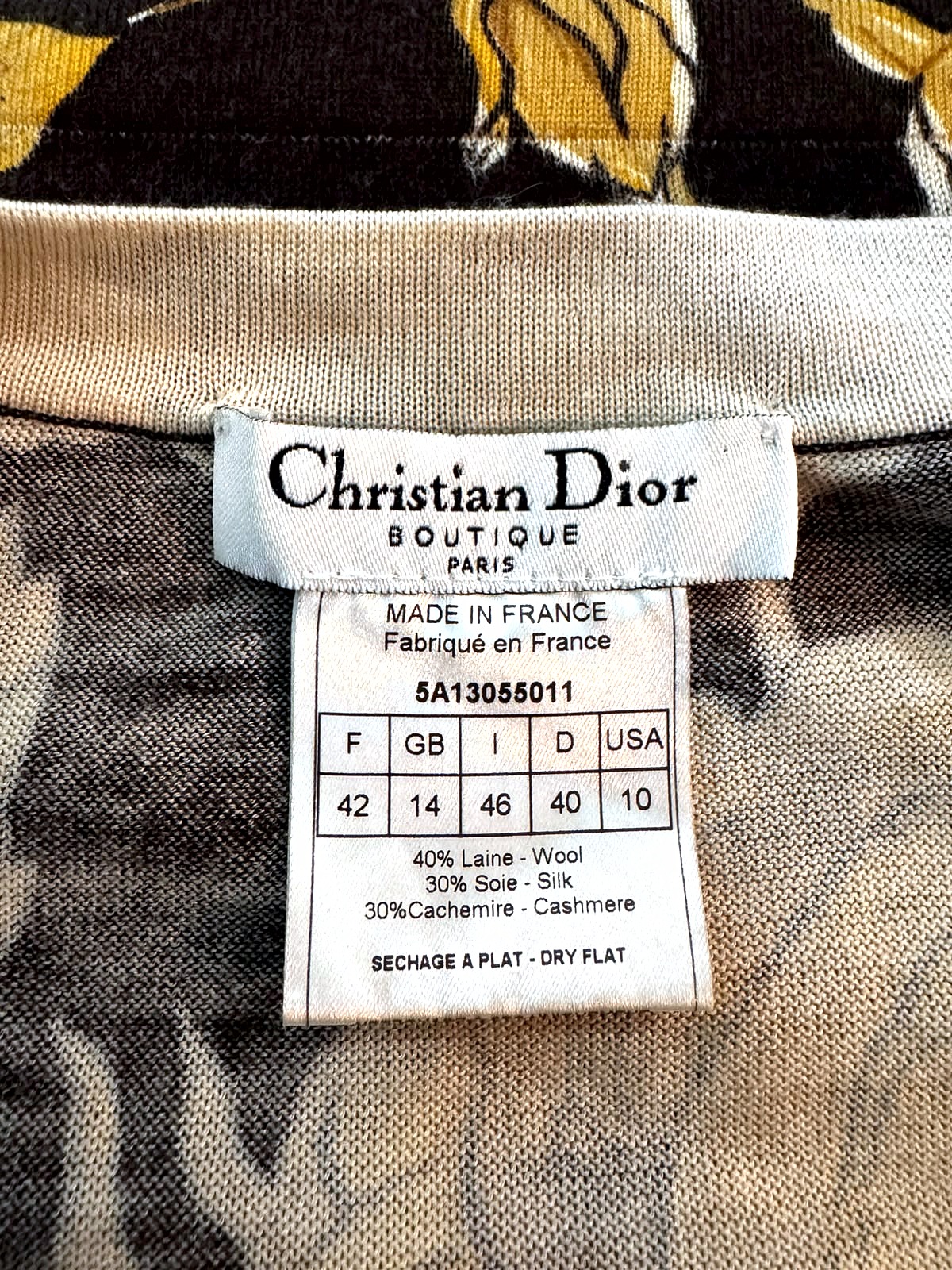 Dior Chaleco Christian Dior Boutique en Punto Estampado de Rosas Doradas 4