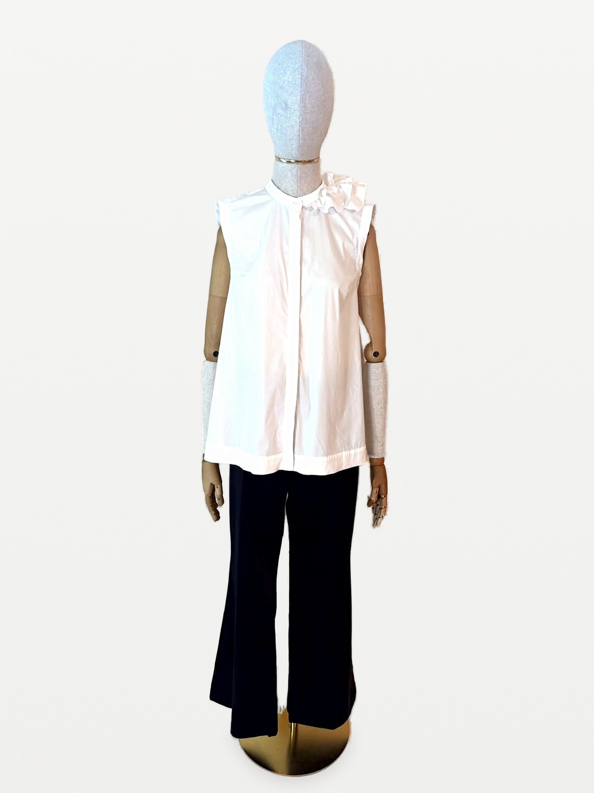 Brunello Cucinelli Blusa Sin Mangas Brunello Cucinelli en Algodón con Detalle de Volante Floral