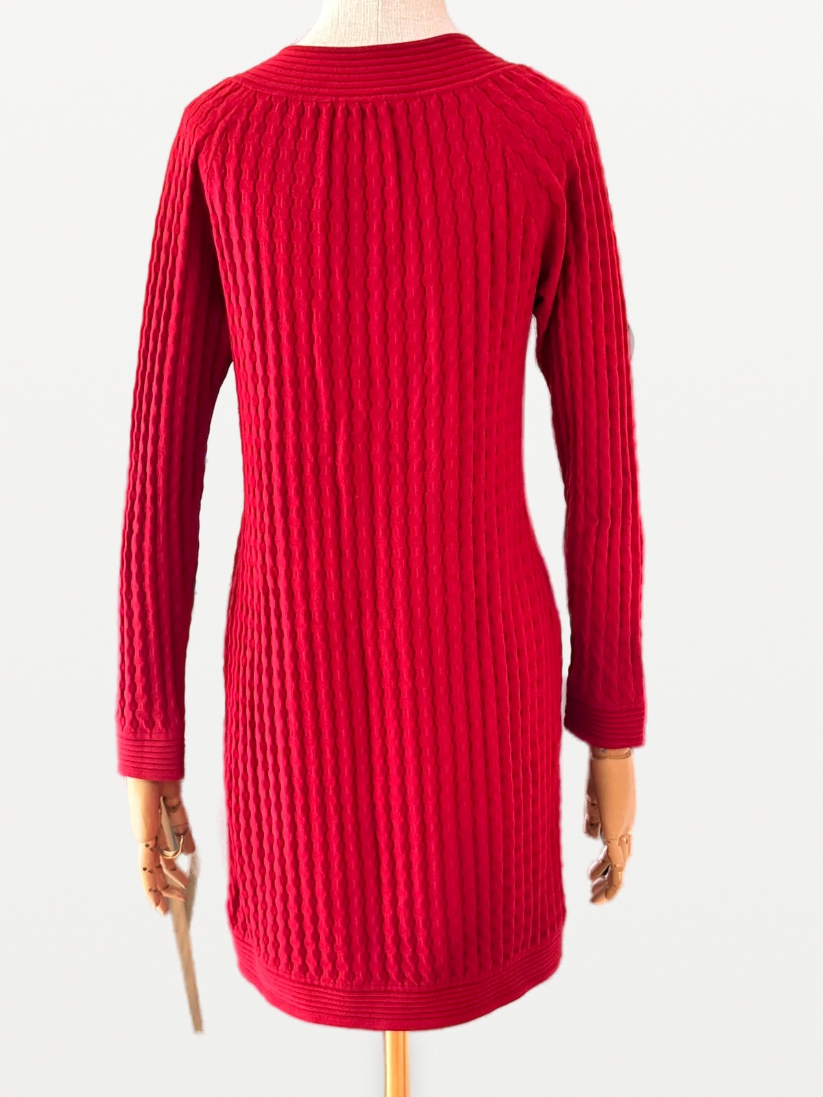 Chanel Vestido de Punto Chanel en Mezcla de Lana Rojo Carmesí 6