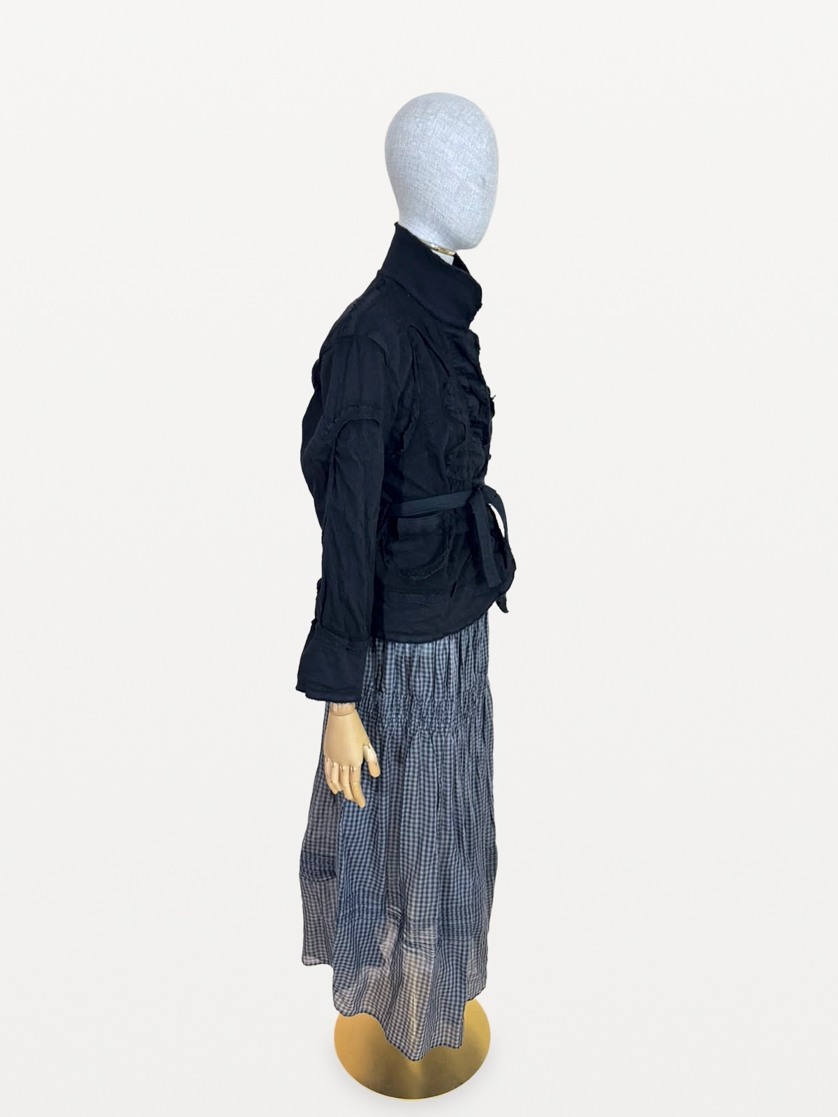 Issey Miyake HaaT Midi Skirt in a Cotton and Silk Blend with Gathered Vichy Checks 10