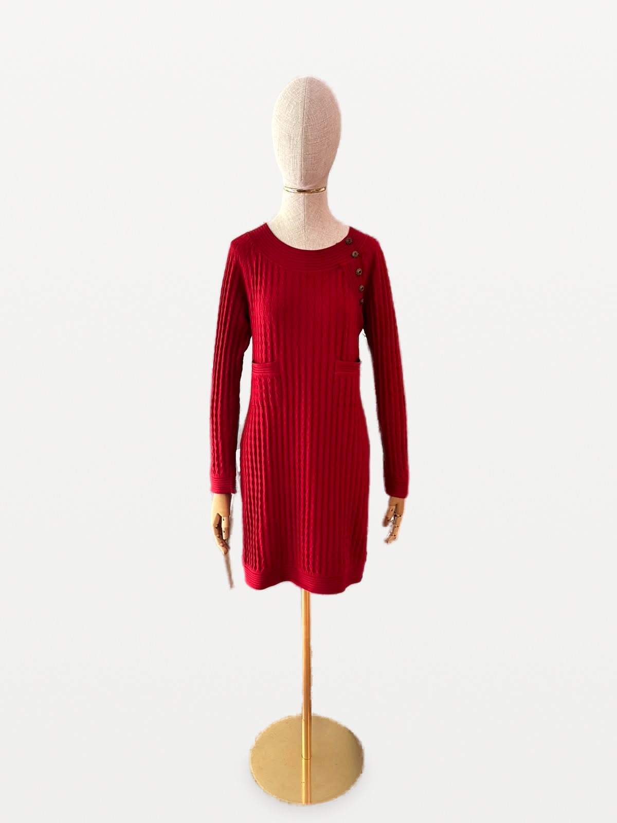 Chanel Chanel knitted dress in a crimson red wool blend