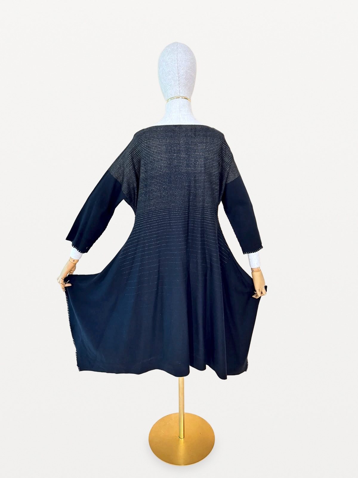 Issey Miyake ‘Sculptural’ Dress in 100% Cotton Knit, in Black 4