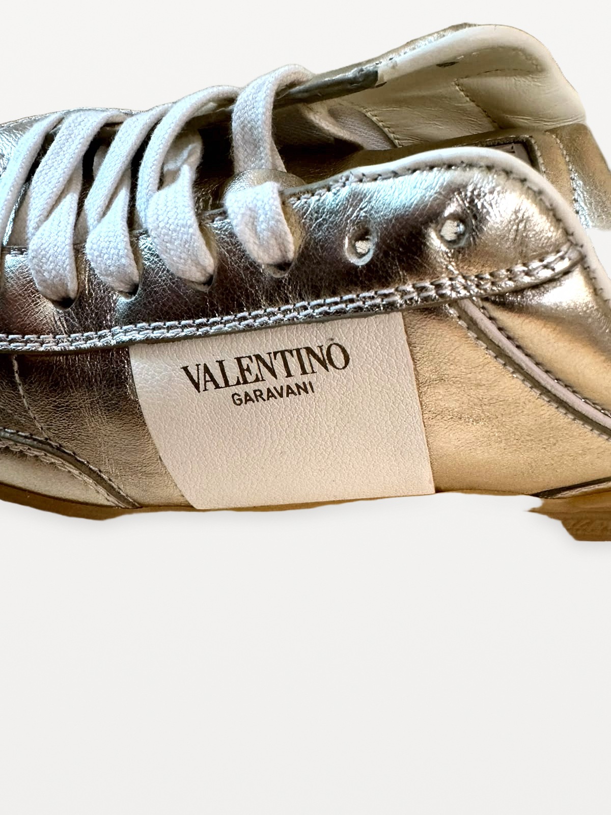 Valentino Garavani "Open Skate" trainers in silver metallic and white leather 6