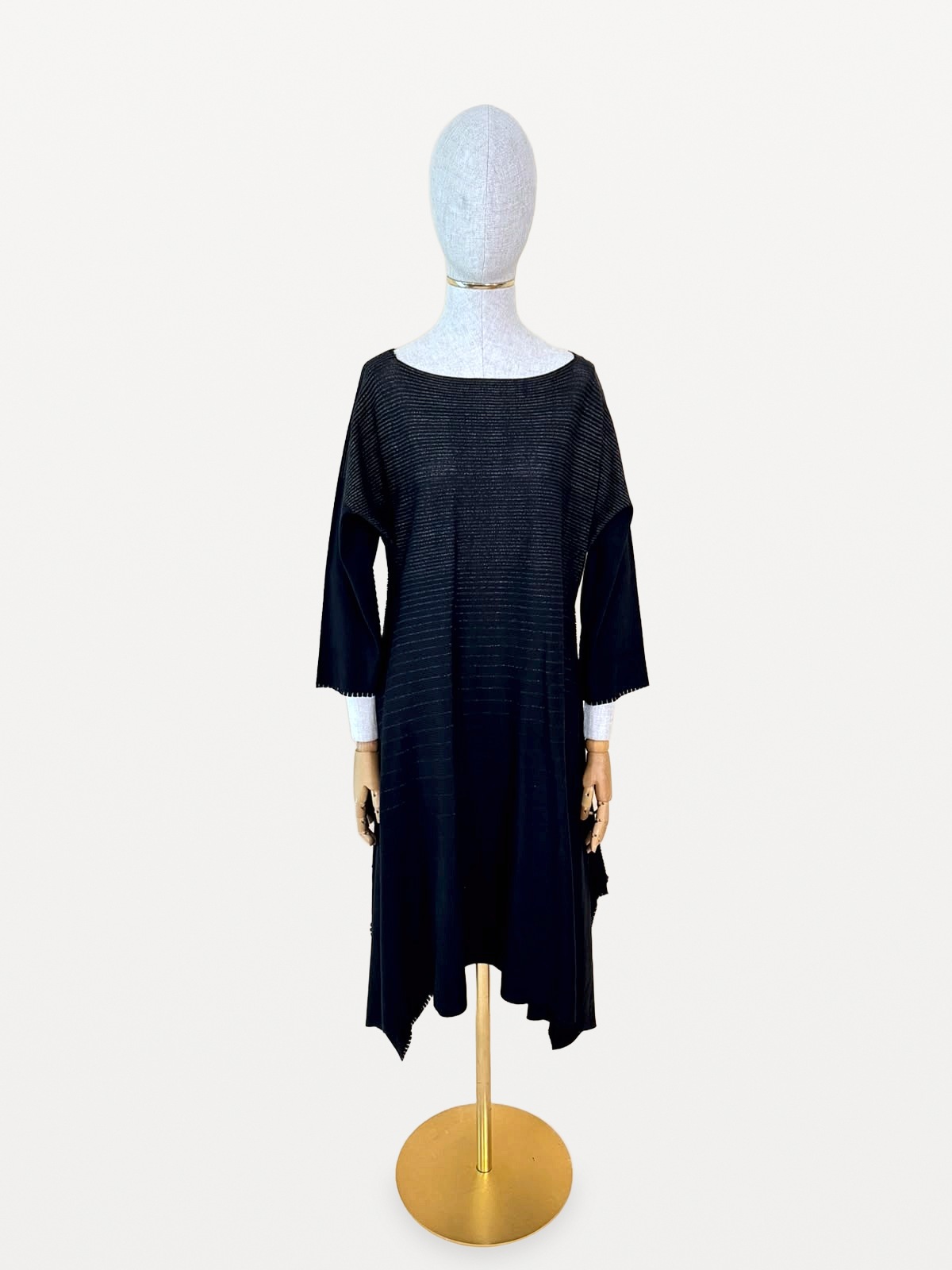 Issey Miyake ‘Sculptural’ Dress in 100% Cotton Knit, in Black 2
