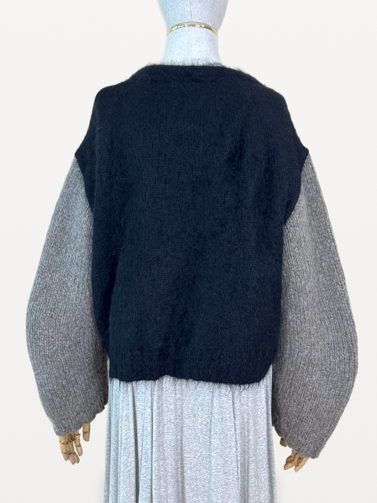 Dries Van Noten Two-Tone Alpaca and Wool Cardigan in Black and Grey 2