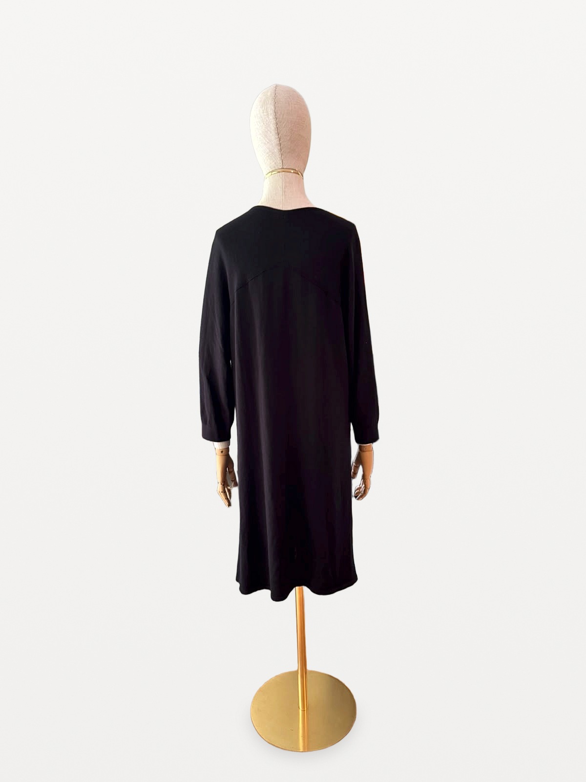 Hermès Vestido de Punto Hermès en Cachemira y Seda Negro con Cuello Escultórico 5