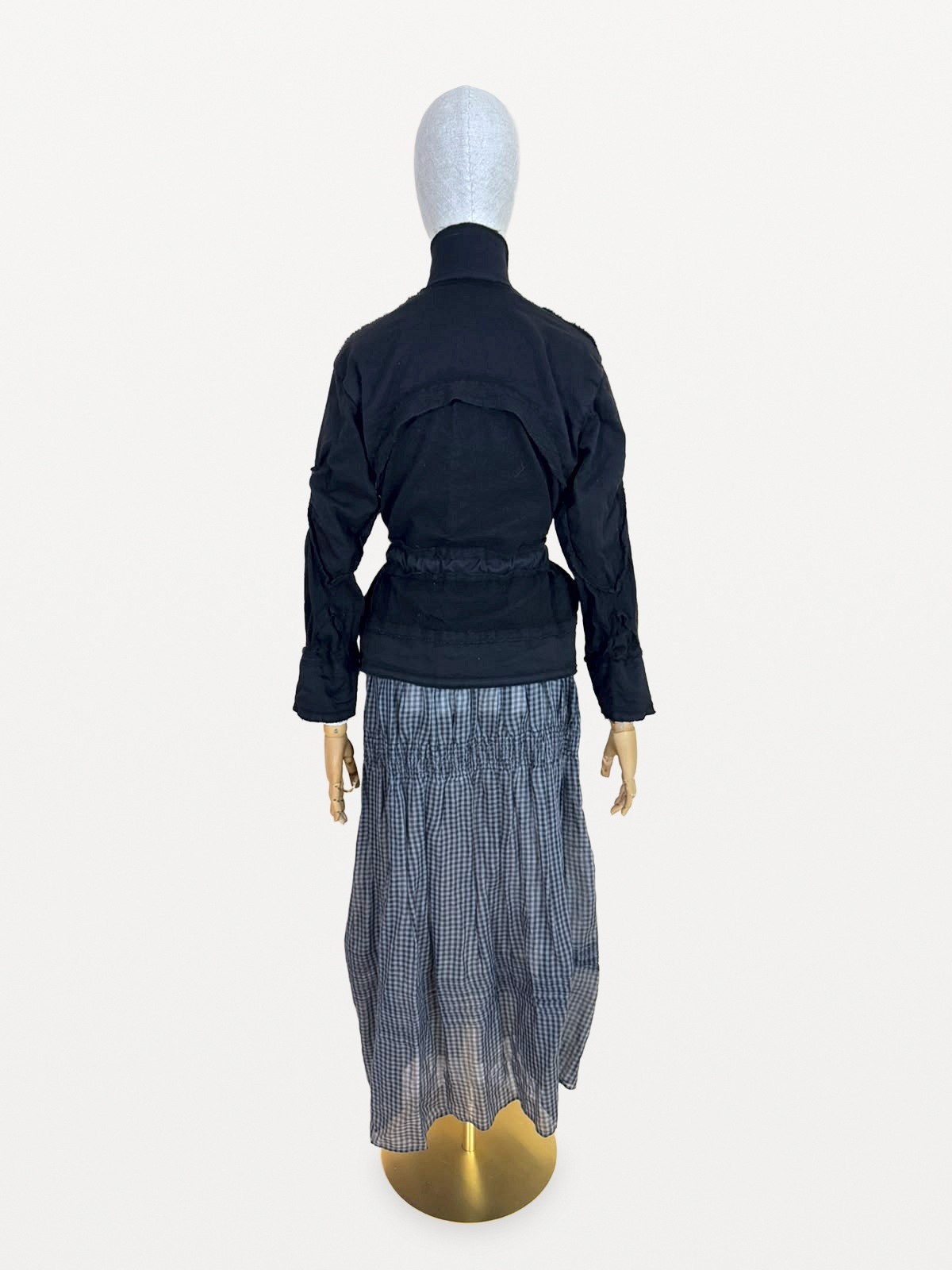 Issey Miyake A-POC Sculptural Jacket in Black, made from wool and frayed cotton 3