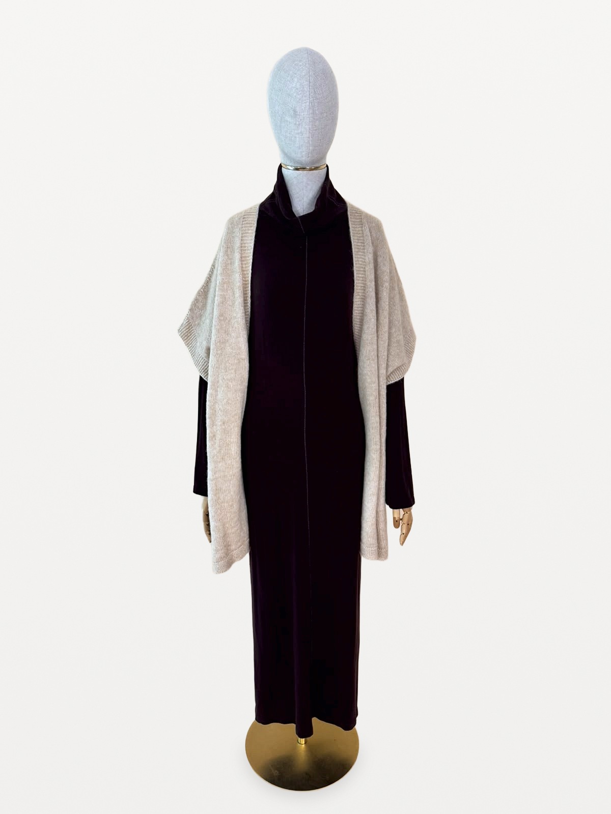Issey Miyake Long Dress in Chocolate-Brown Lyocell Knit 5
