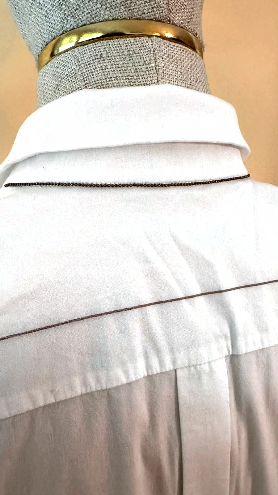 Brunello Cucinelli Brunello Cucinelli Sleeveless Cotton Blouse with Diplomatic Stripes and Monili Detail 3
