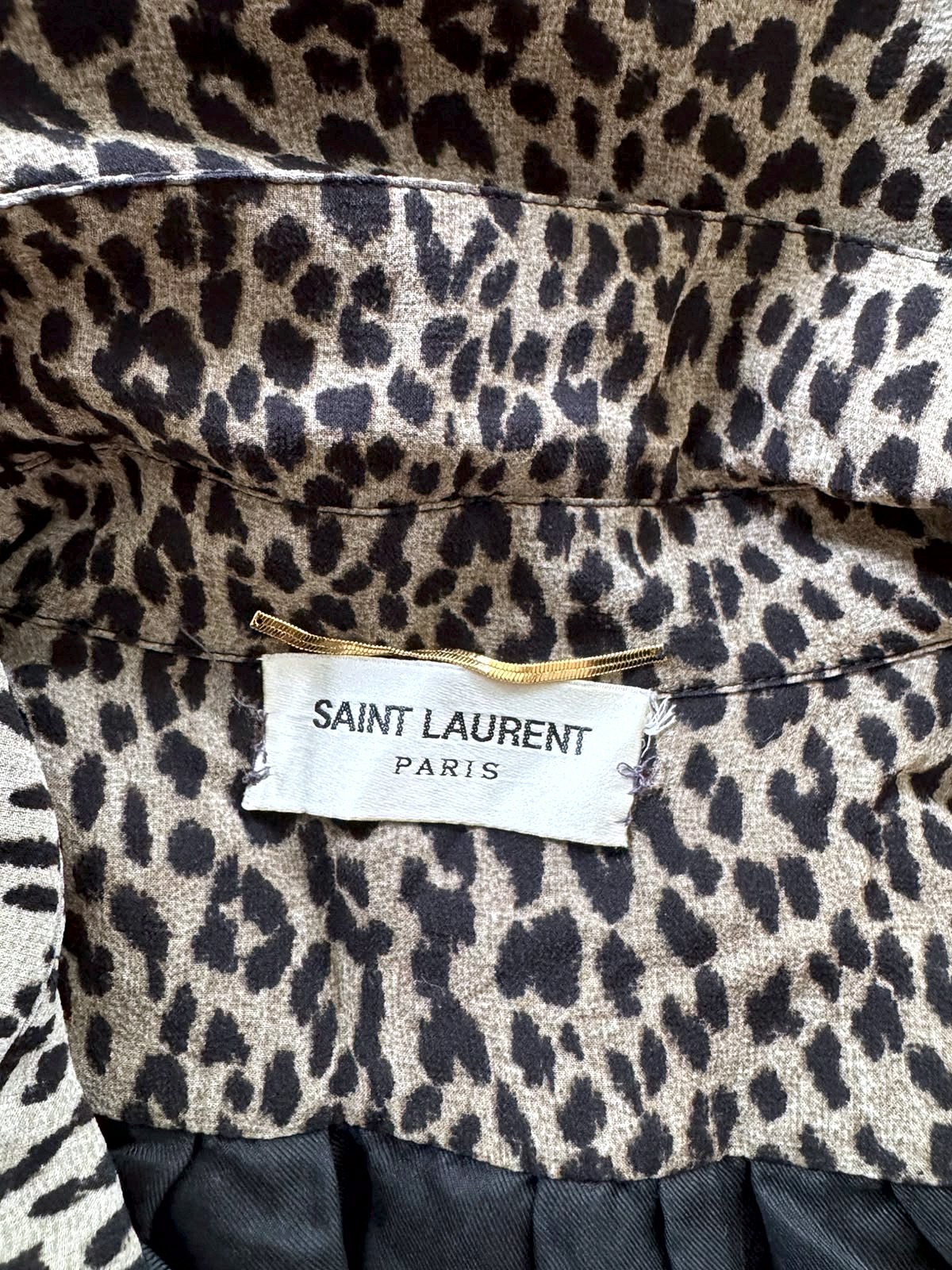 Vestido Camisero Sin Mangas Saint Laurent Paris con Estampado de Leopardo 4