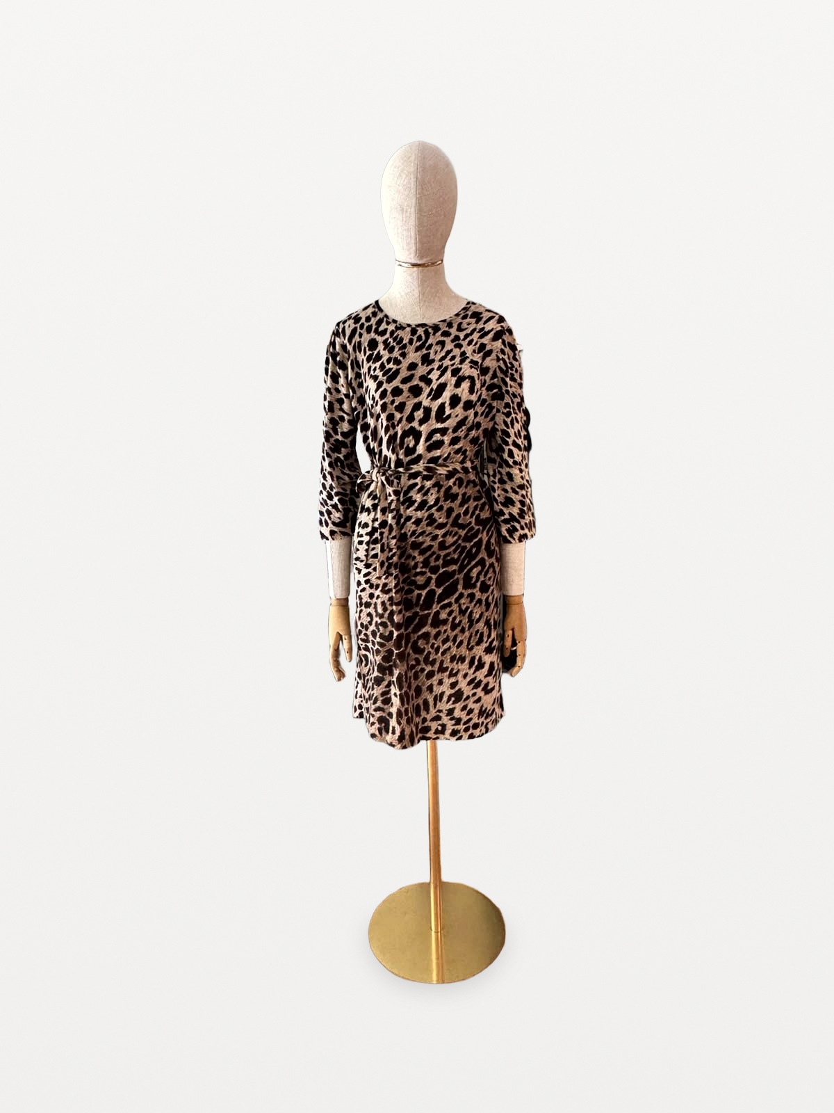 Leonard Paris knitted dress in pure wool with a leopard print