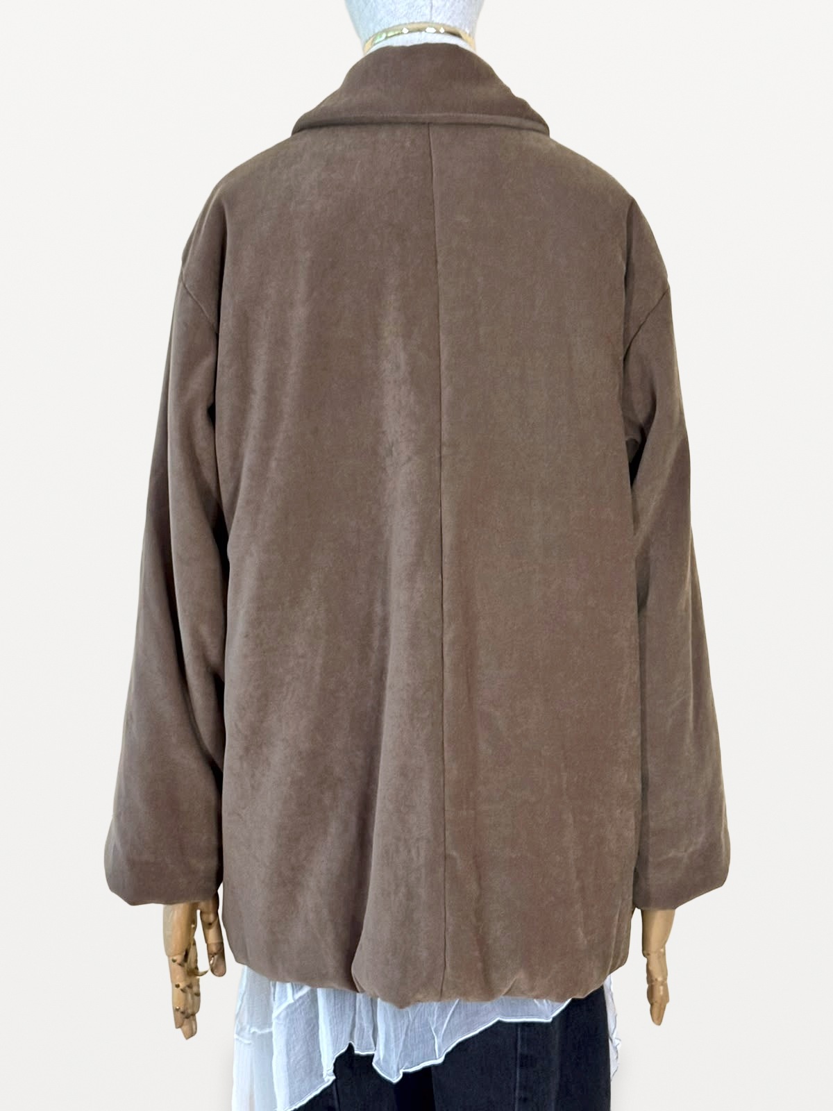 Max Mara Quilted Coat in Brown Suede-Effect Microfibre Fabric 3