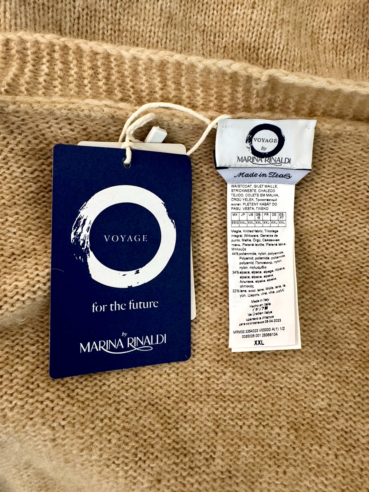 Marina Rinaldi Voyage Poncho-Style Cardigan in a Beige Alpaca and Wool Blend 4