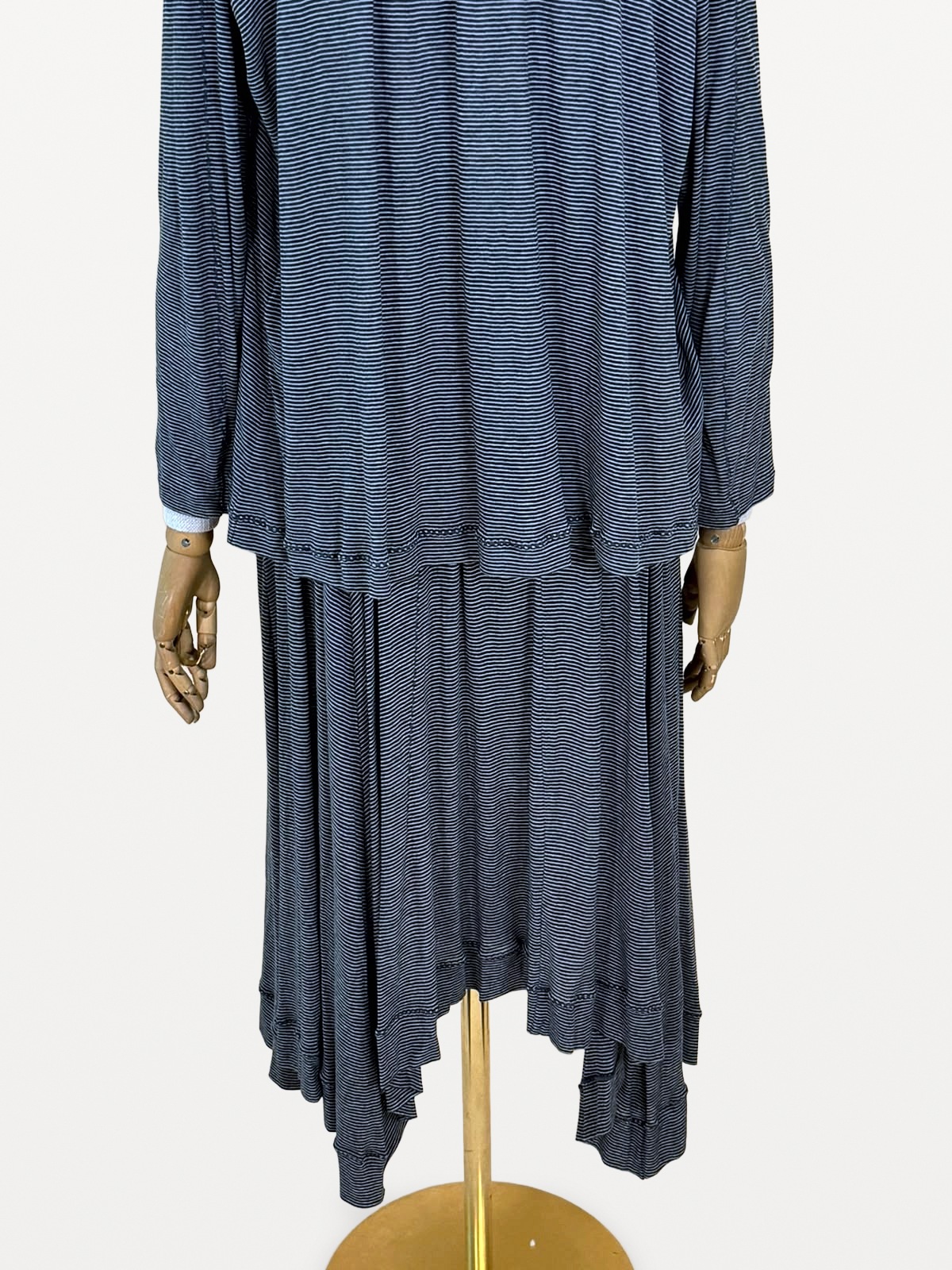 HaaT Issey Miyake Issey Miyake ‘HaaT’ Two-Piece Set (Oversized Top and Asymmetrical Skirt) in Micro-Striped Cotton Knit 4