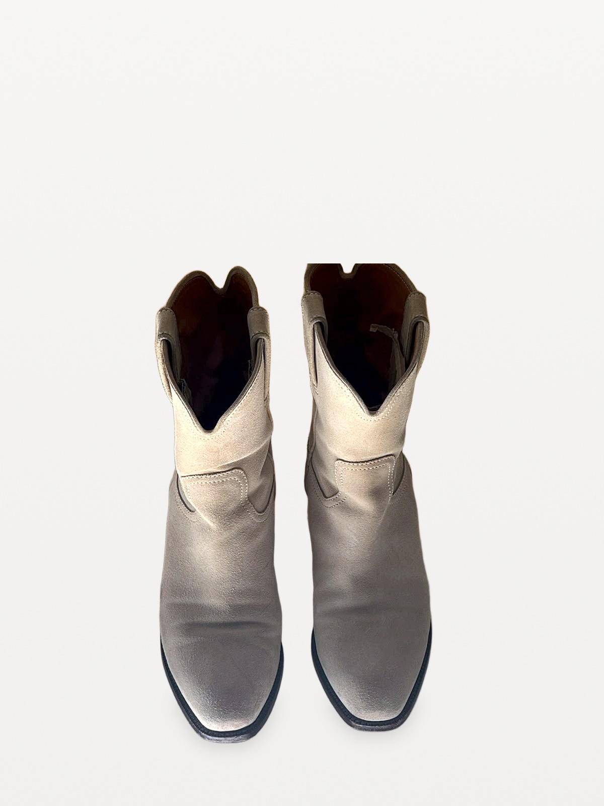 Vintage Gucci-style cowboy ankle boots in beige suede 9