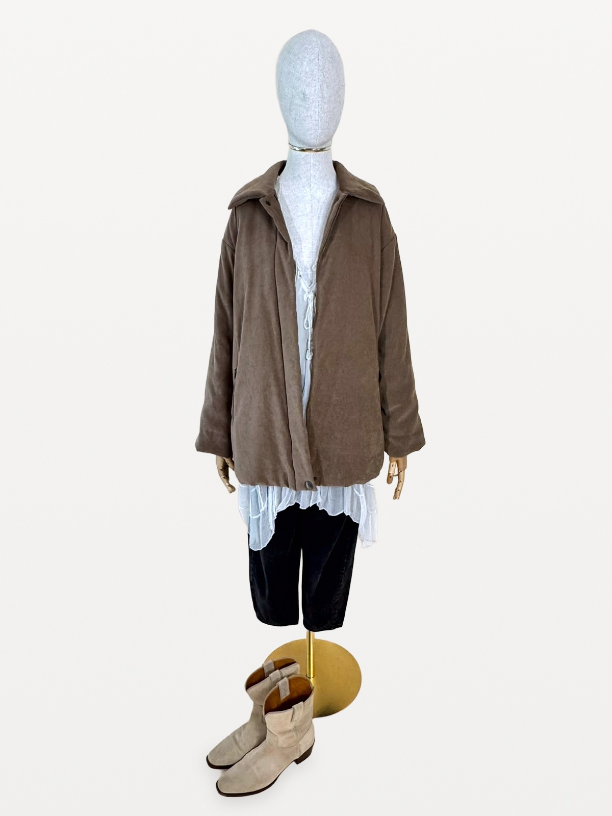 Max Mara Max Mara Quilted Coat in Brown Suede-Effect Microfibre Fabric