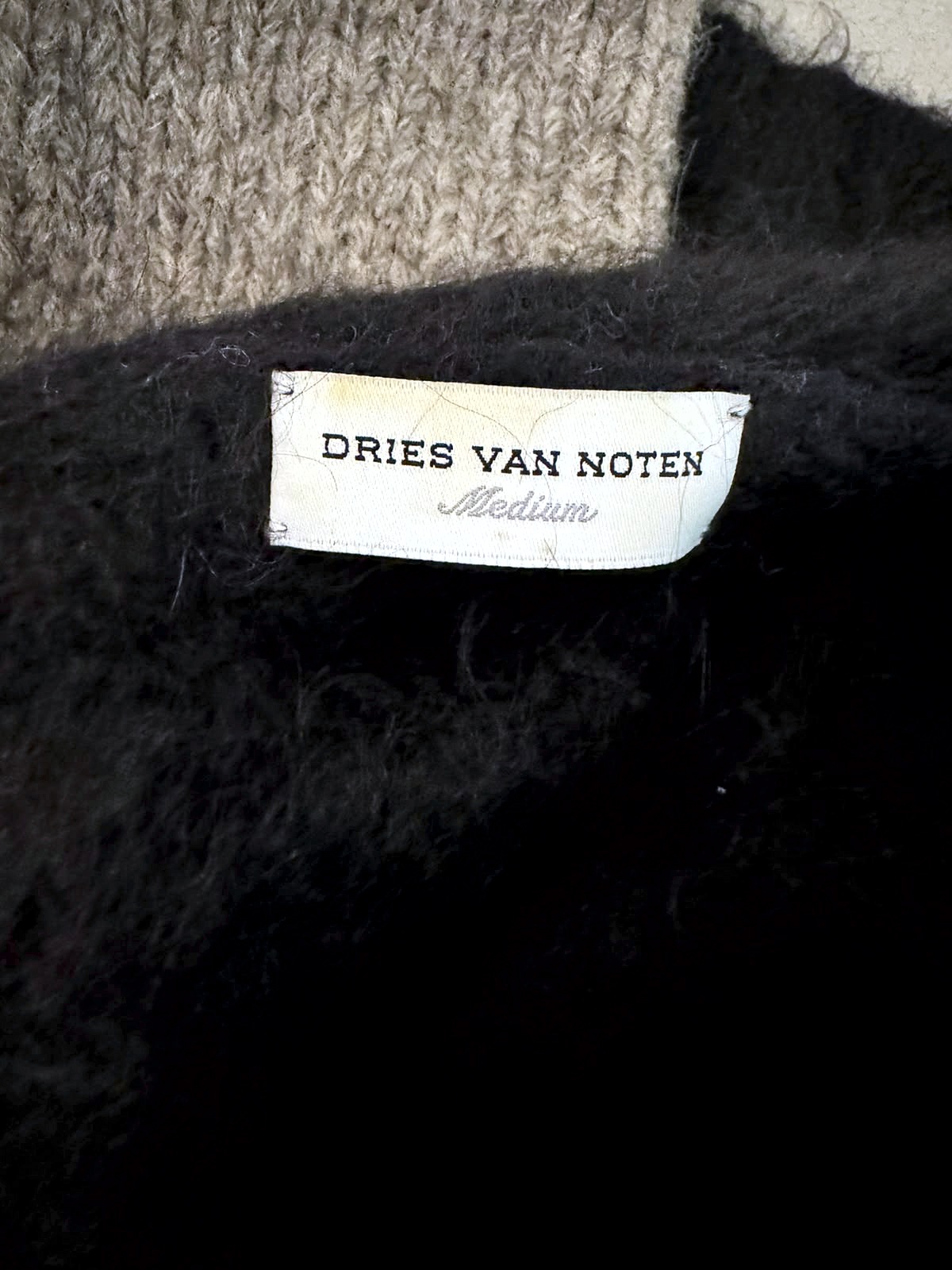Dries Van Noten Two-Tone Alpaca and Wool Cardigan in Black and Grey 7