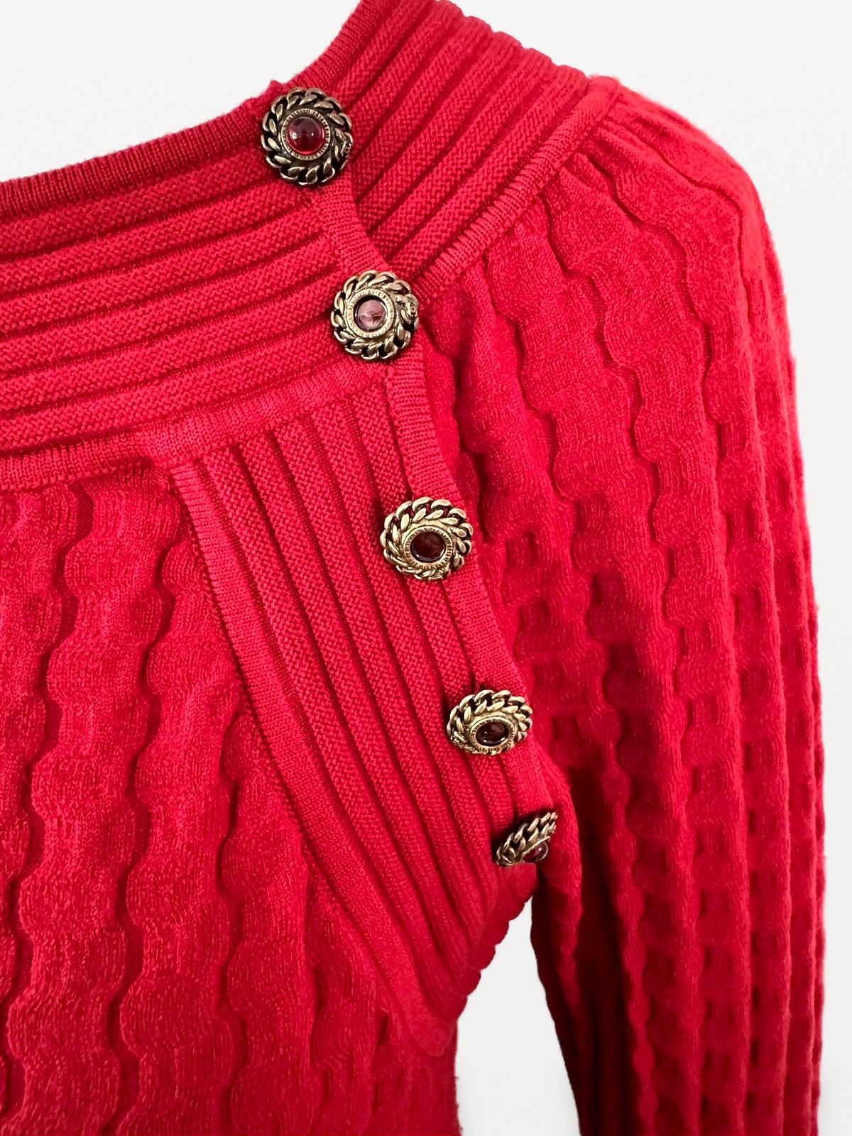 Chanel Vestido de Punto Chanel en Mezcla de Lana Rojo Carmesí 2