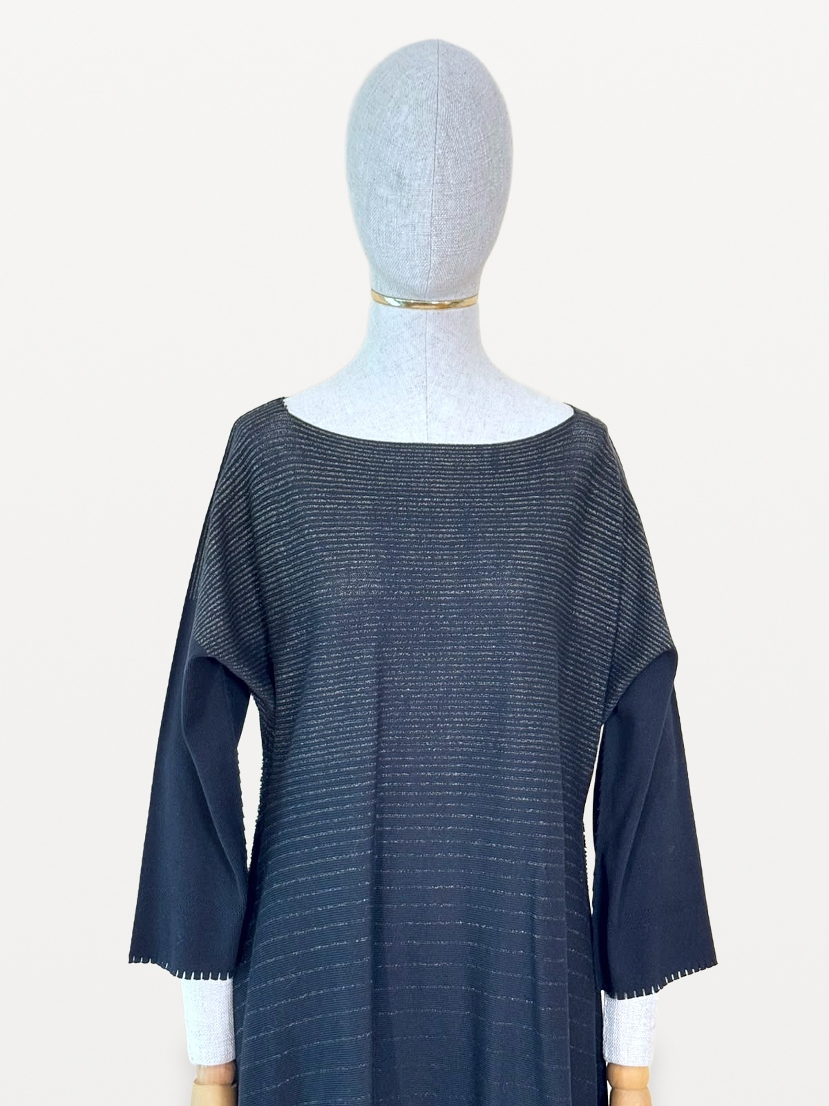 Issey Miyake ‘Sculptural’ Dress in 100% Cotton Knit, in Black 3