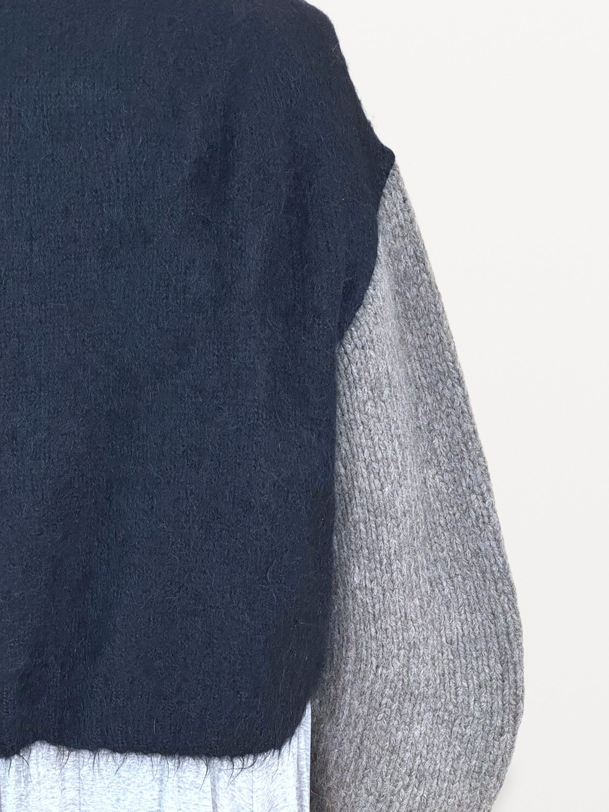 Dries Van Noten Two-Tone Alpaca and Wool Cardigan in Black and Grey 3