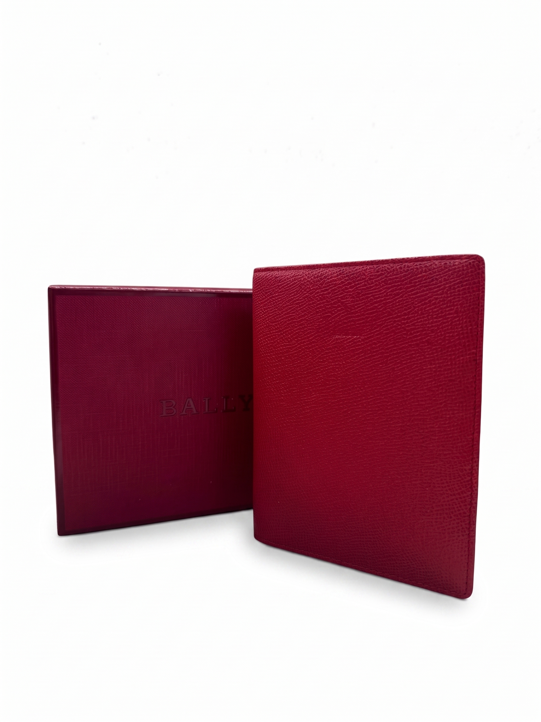 Bally Pebbled Leather Passport Holder in Burgundy - Bally