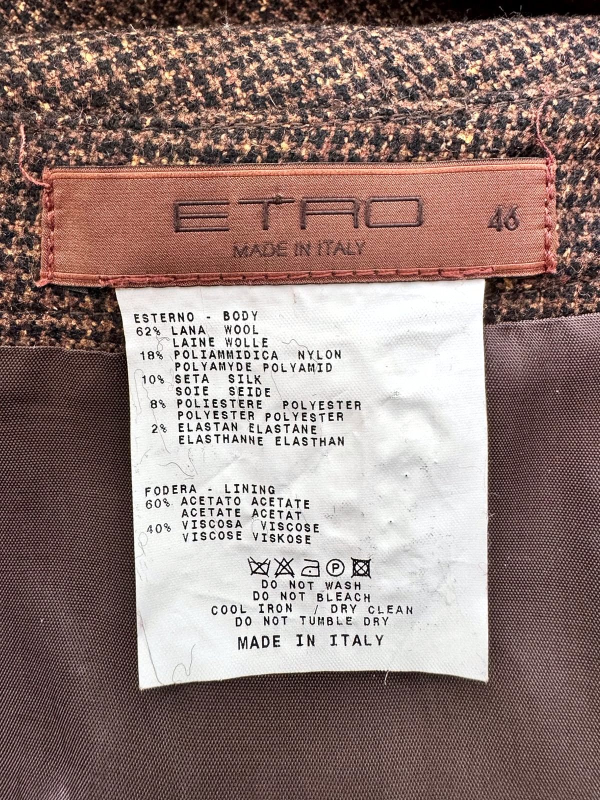 Etro Etro’s tweed skirt in a wool and silk blend with a brown-toned checked pattern 2