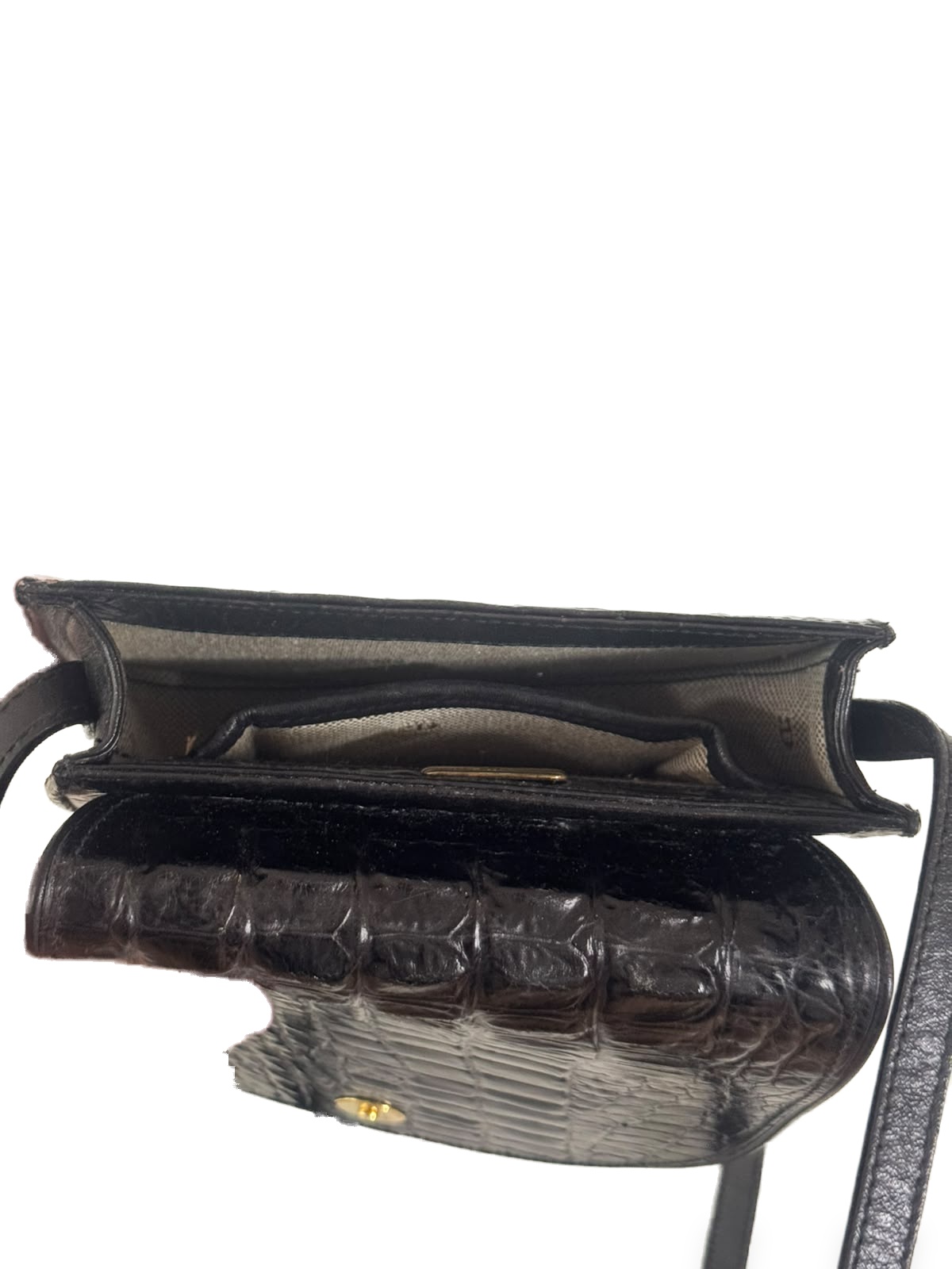 Aigner Etienne „Aigner“ Vintage-Umhängetasche aus Rindsleder mit Krokodilprägung 2