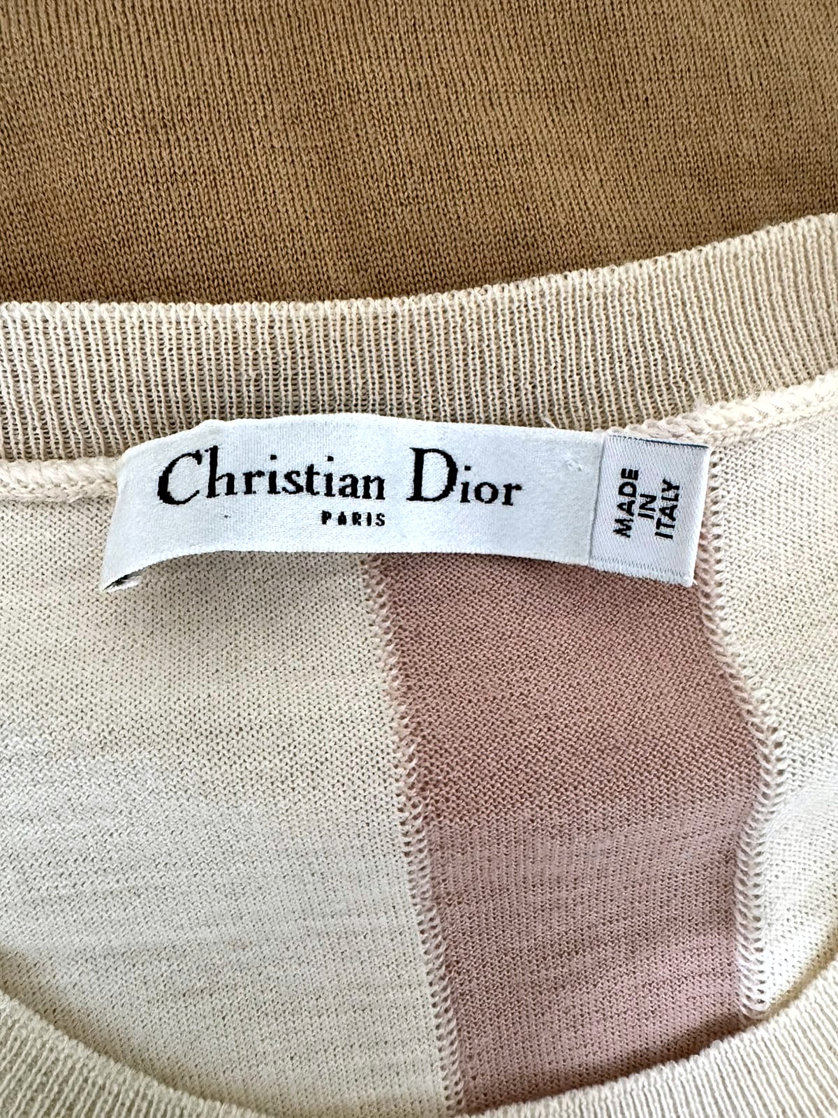 Christian Dior Vestido de Punto Christian Dior de Pura Lana con Motivo Geométrico en Tonos Nude 3