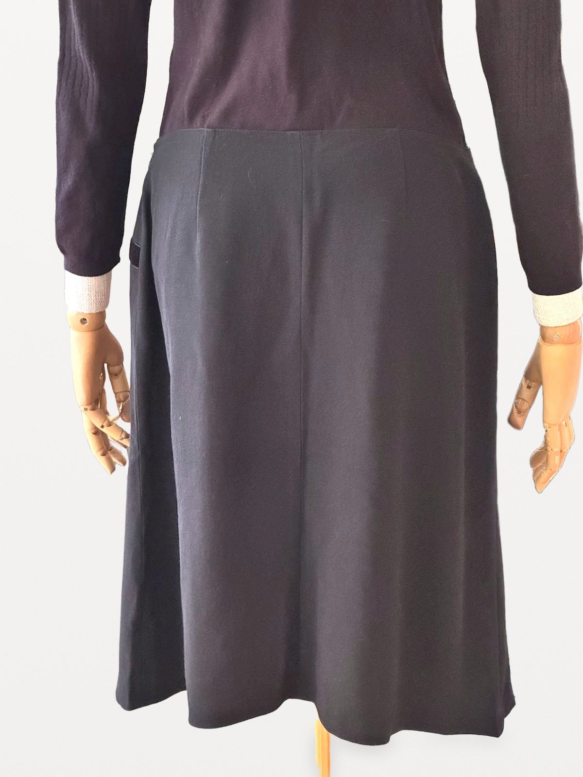Blumarine Blumarine, Blugirl Flared Skirt in a Wool Blend with a Velvet Rose Detail 3