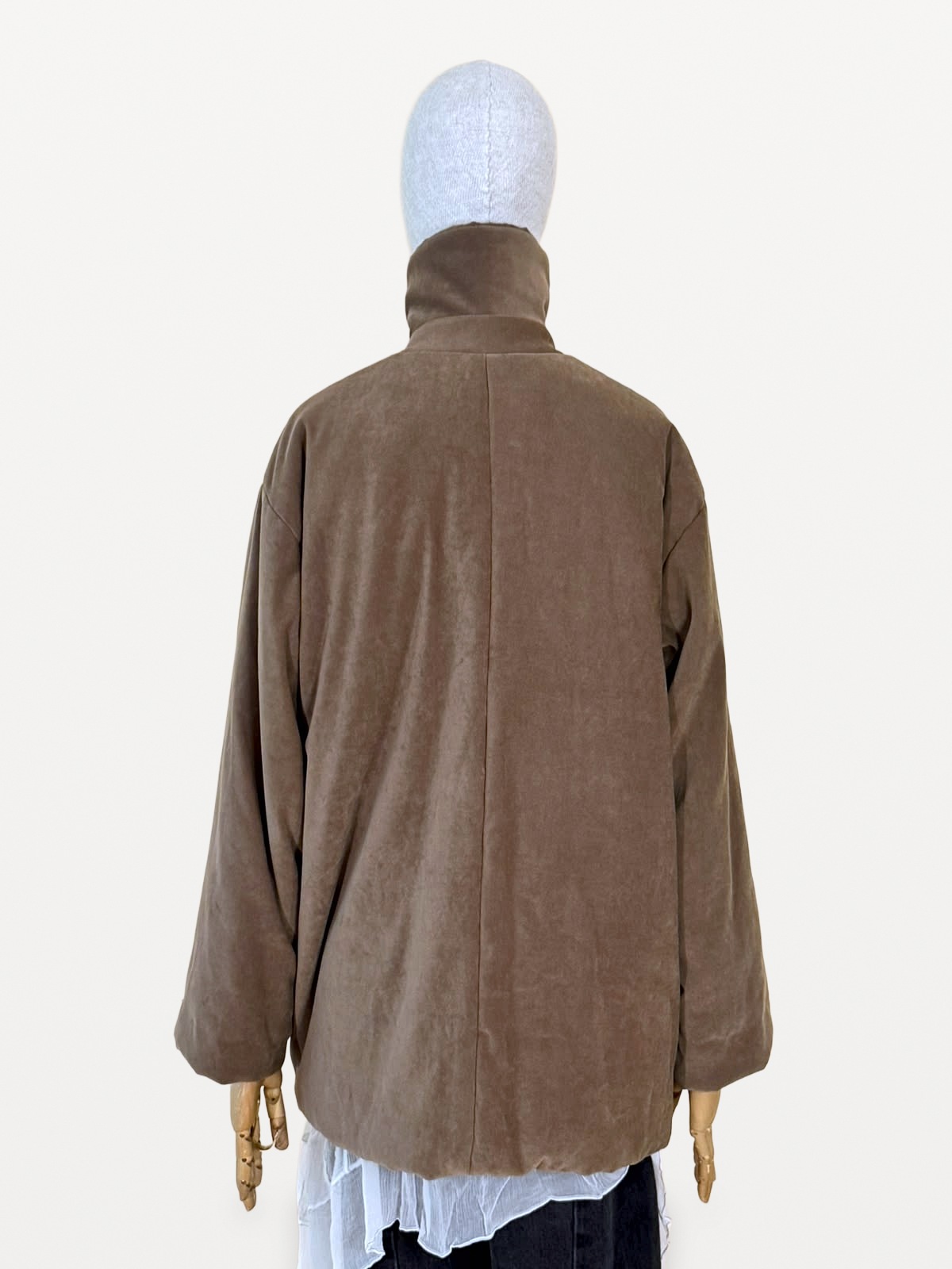 Max Mara Quilted Coat in Brown Suede-Effect Microfibre Fabric 7