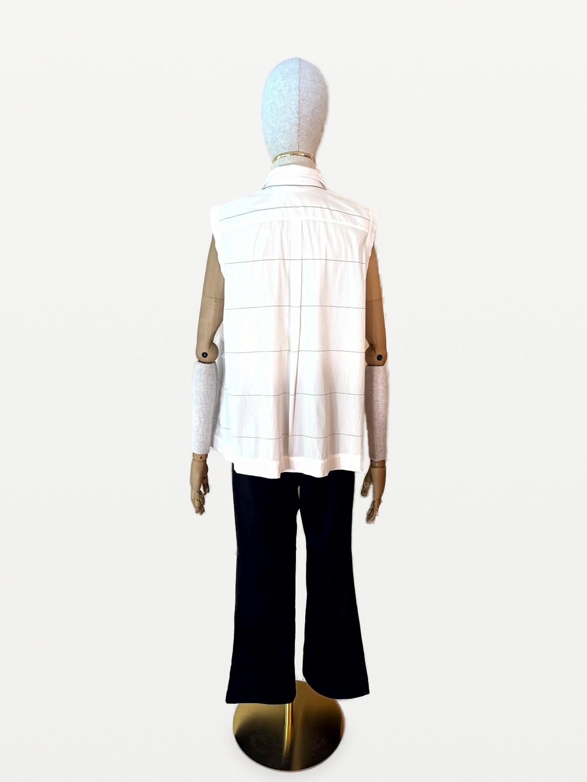 Brunello Cucinelli Brunello Cucinelli Sleeveless Cotton Blouse with Diplomatic Stripes and Monili Detail 2