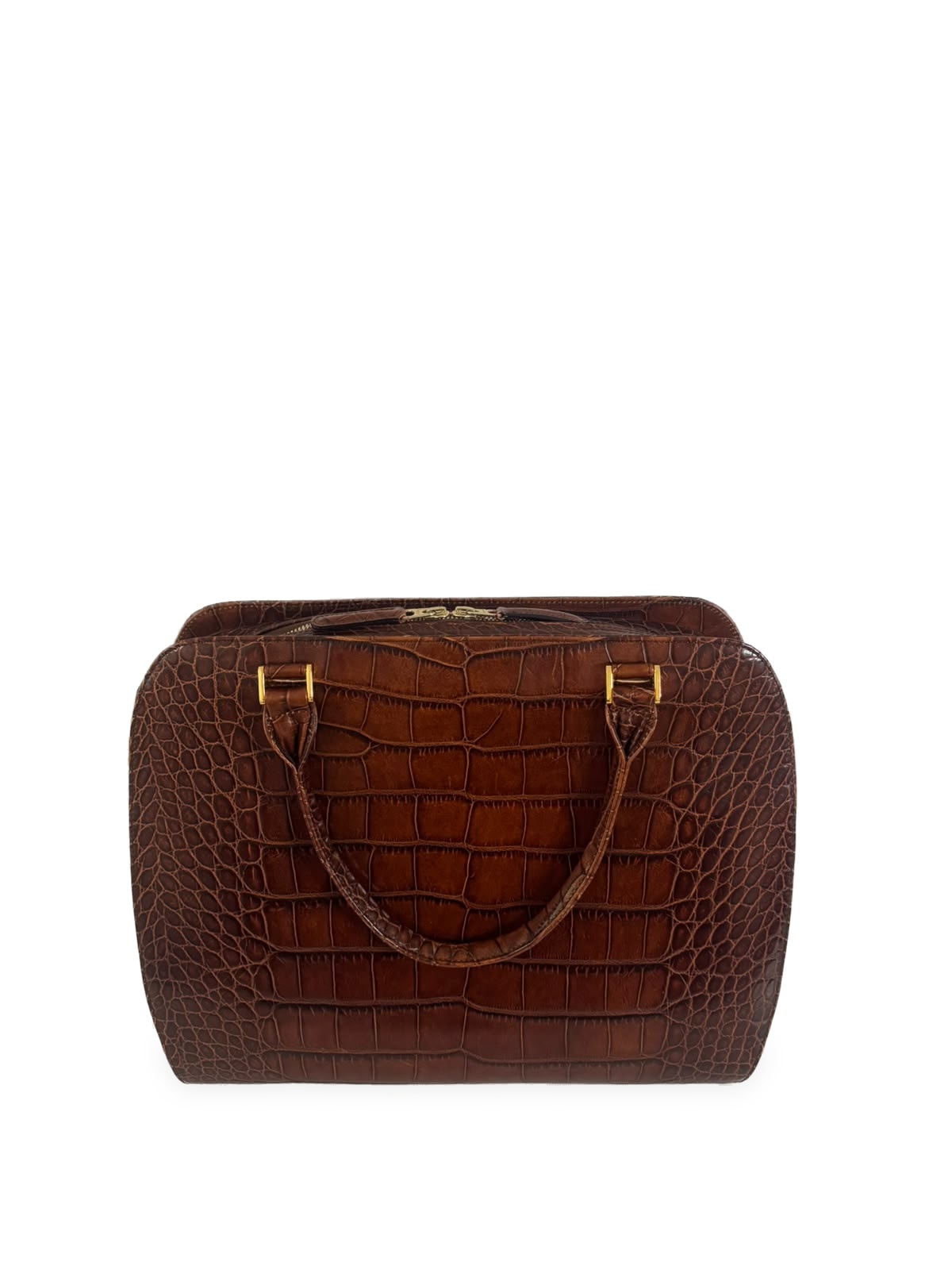 Kuhn Kuhn’s Fine Line Vintage Handbag in Crocodile-Effect Embossed Cowhide Leather 7