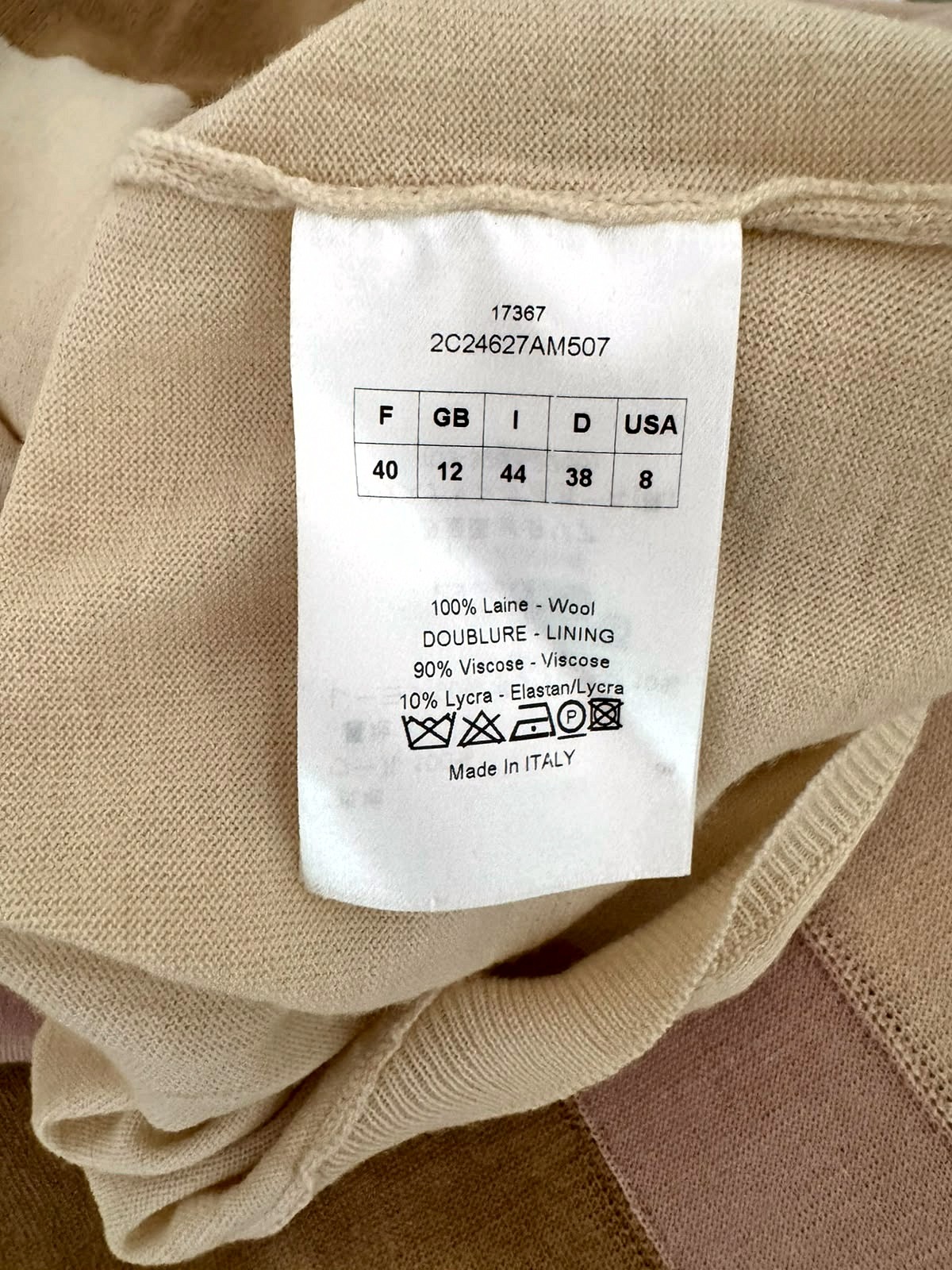 Christian Dior Vestido de Punto Christian Dior de Pura Lana con Motivo Geométrico en Tonos Nude 2