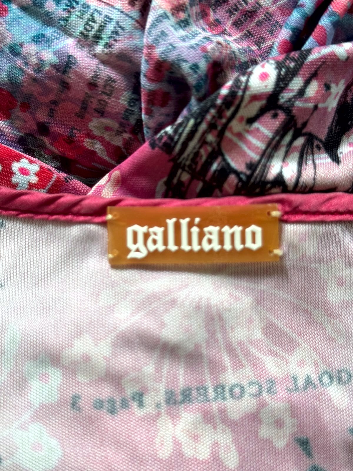 Galliano Galliano dress by John Galliano featuring a ‘Gazette’ newspaper print in shades of pink 7